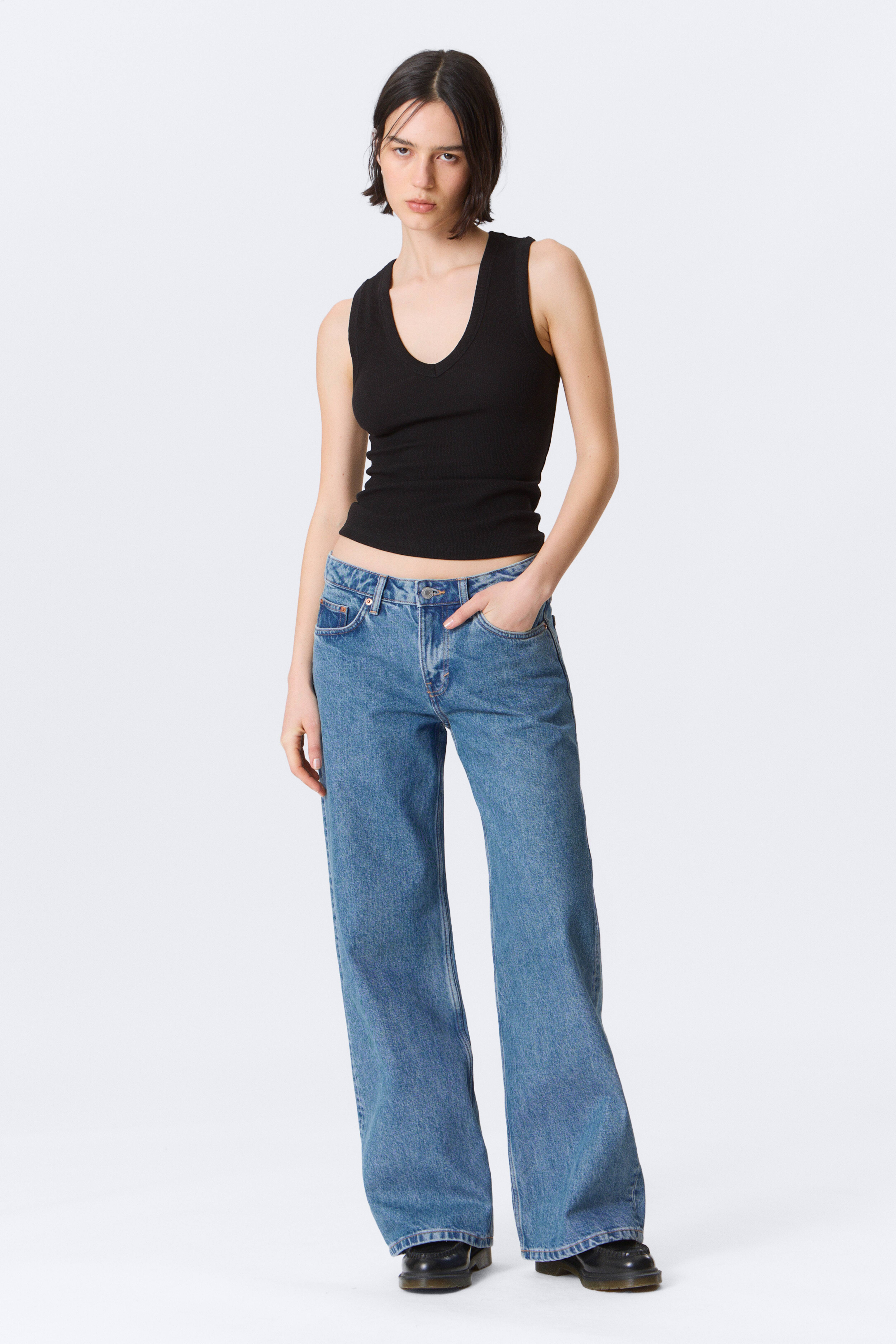 Τζιν Imoo Low Rise Loose Wide Leg - 90s Blue - Μεσαίο Μπλε/Ξεβαμμένο Μαύρο/Desert Blue - Σκούρο Μπλε