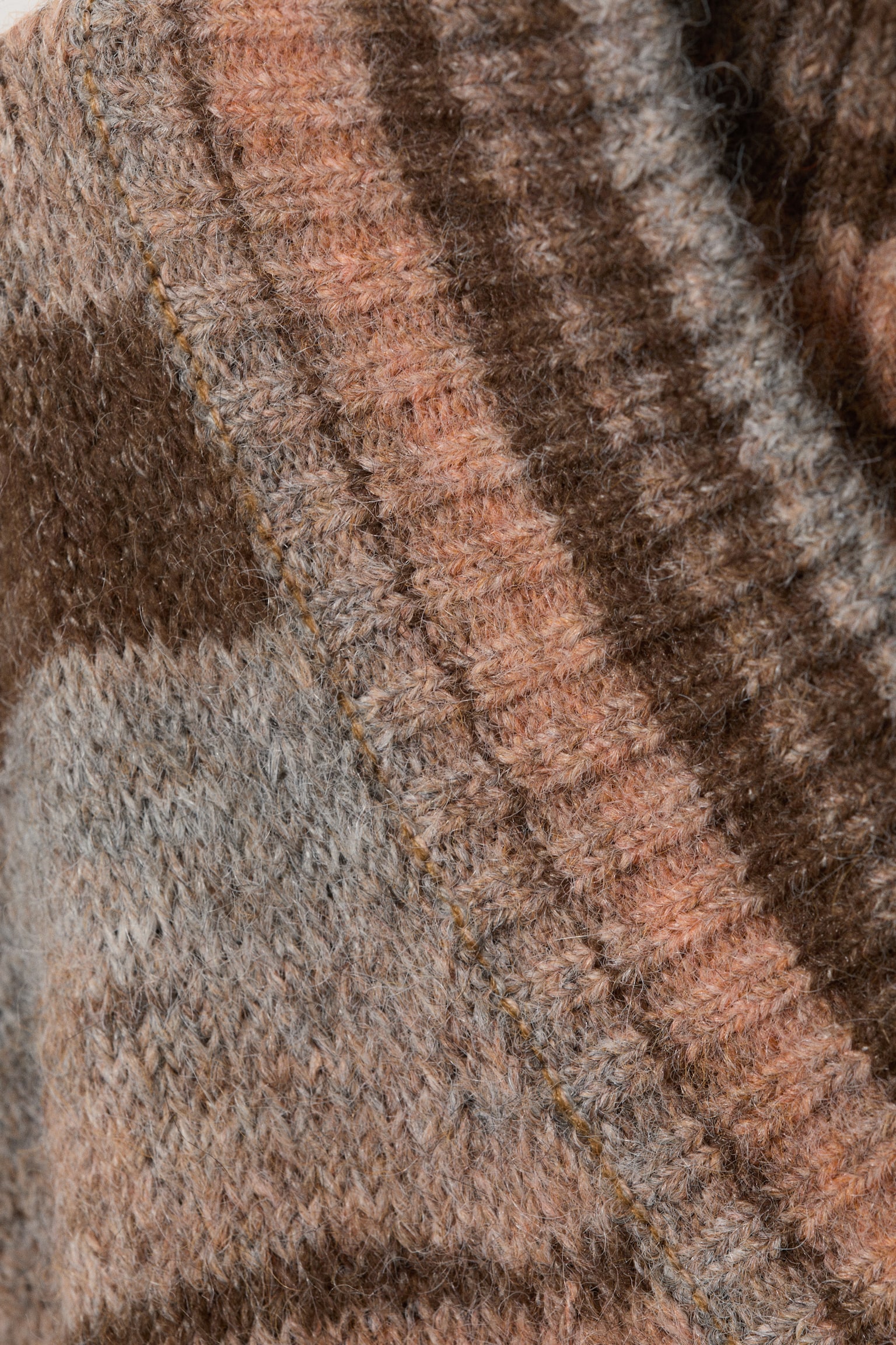 Dean oversized striktrøje med V-hals - Brown & Orange Stripe/Stribet gul/Gråmeleret - 5