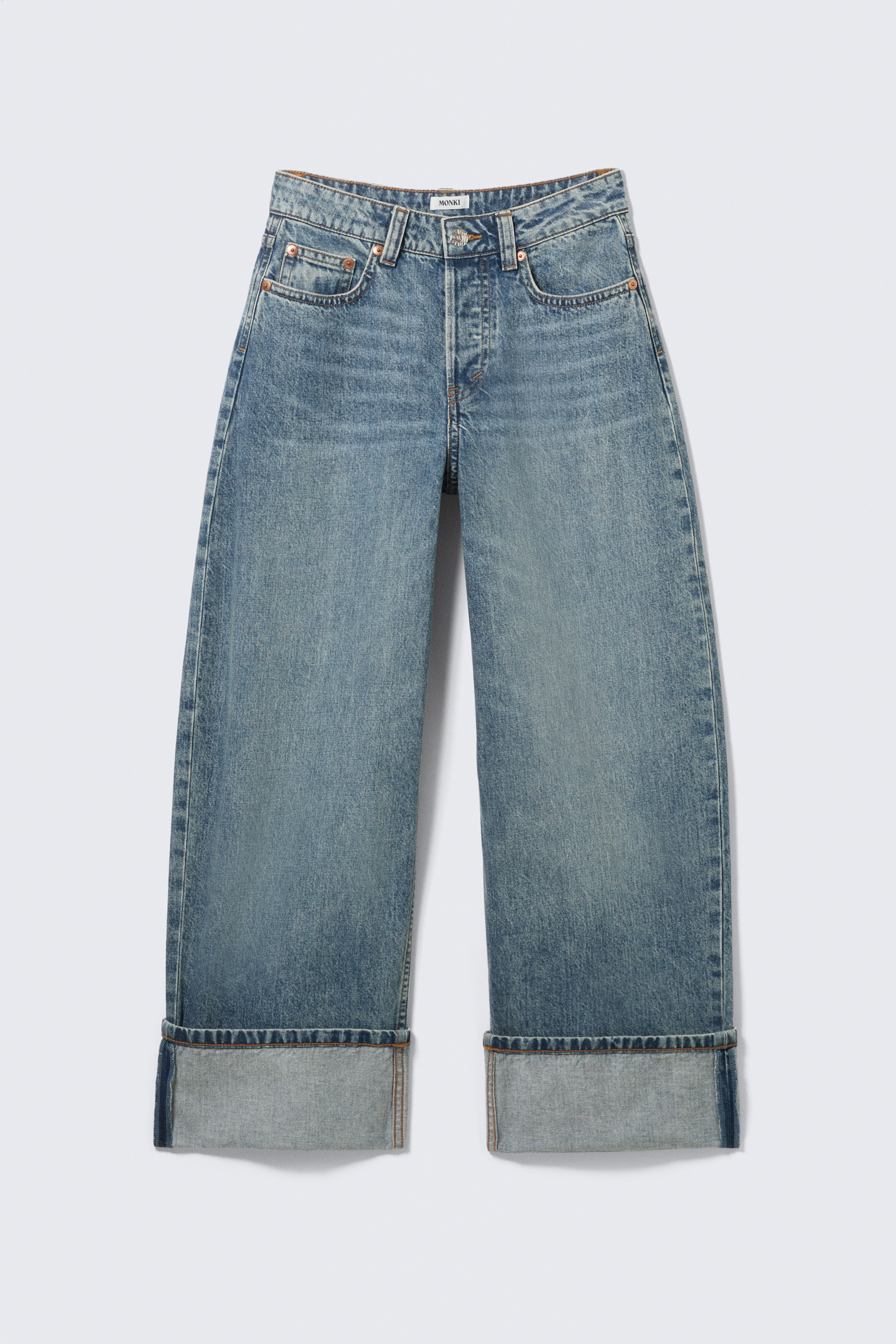 Peggy Low Rise Loose Baggy Leg Jeans - Blue - Fold Up/Blue Rinse – Donkerblauw/Haunted Black - Black