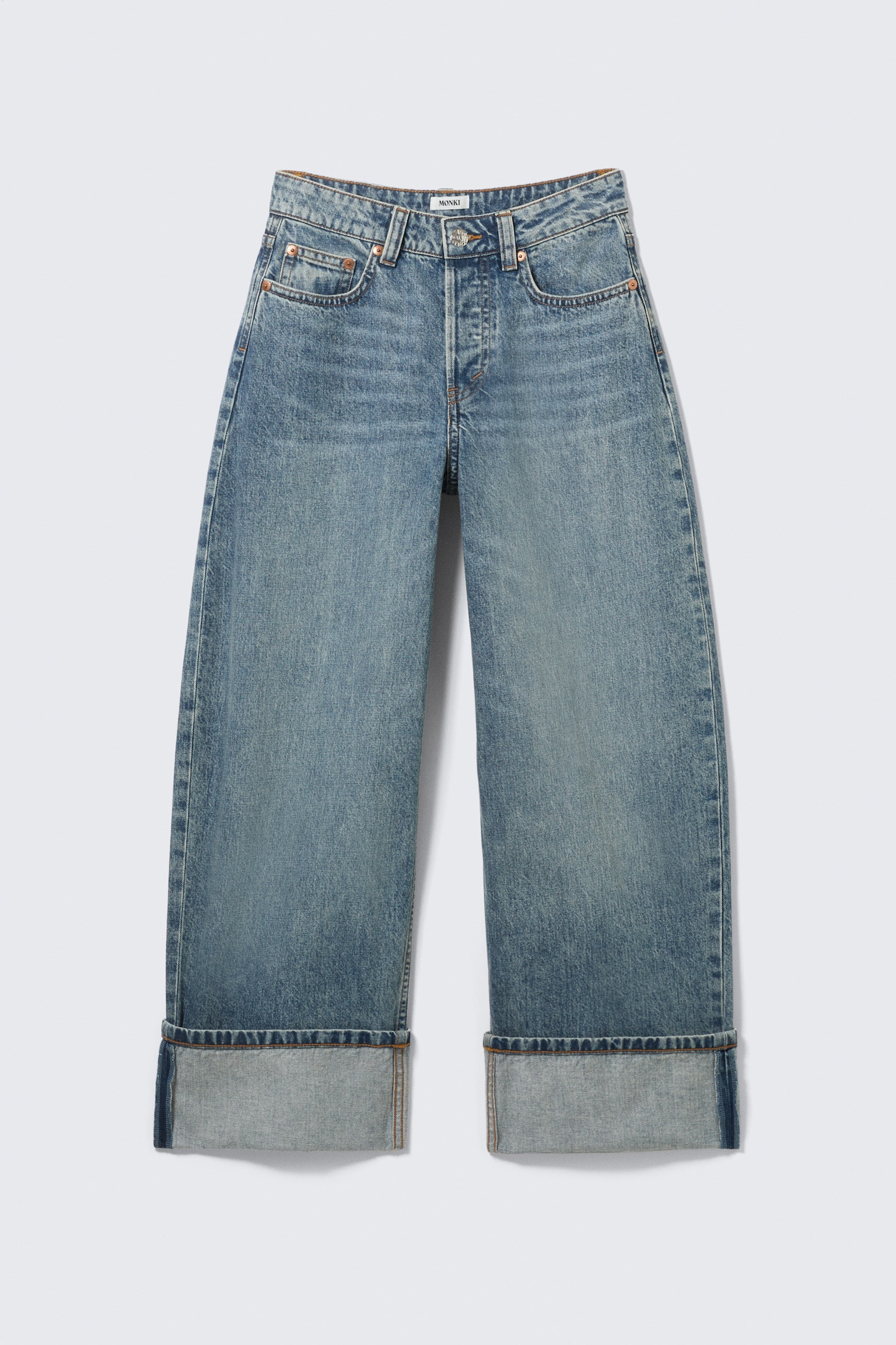 Peggy Low Rise Loose Baggy Leg Jeans - Blau - Umgeschlagenes Bein/Blue Rinse - Dunkelblau/Tuned Black - Schwarz - 2