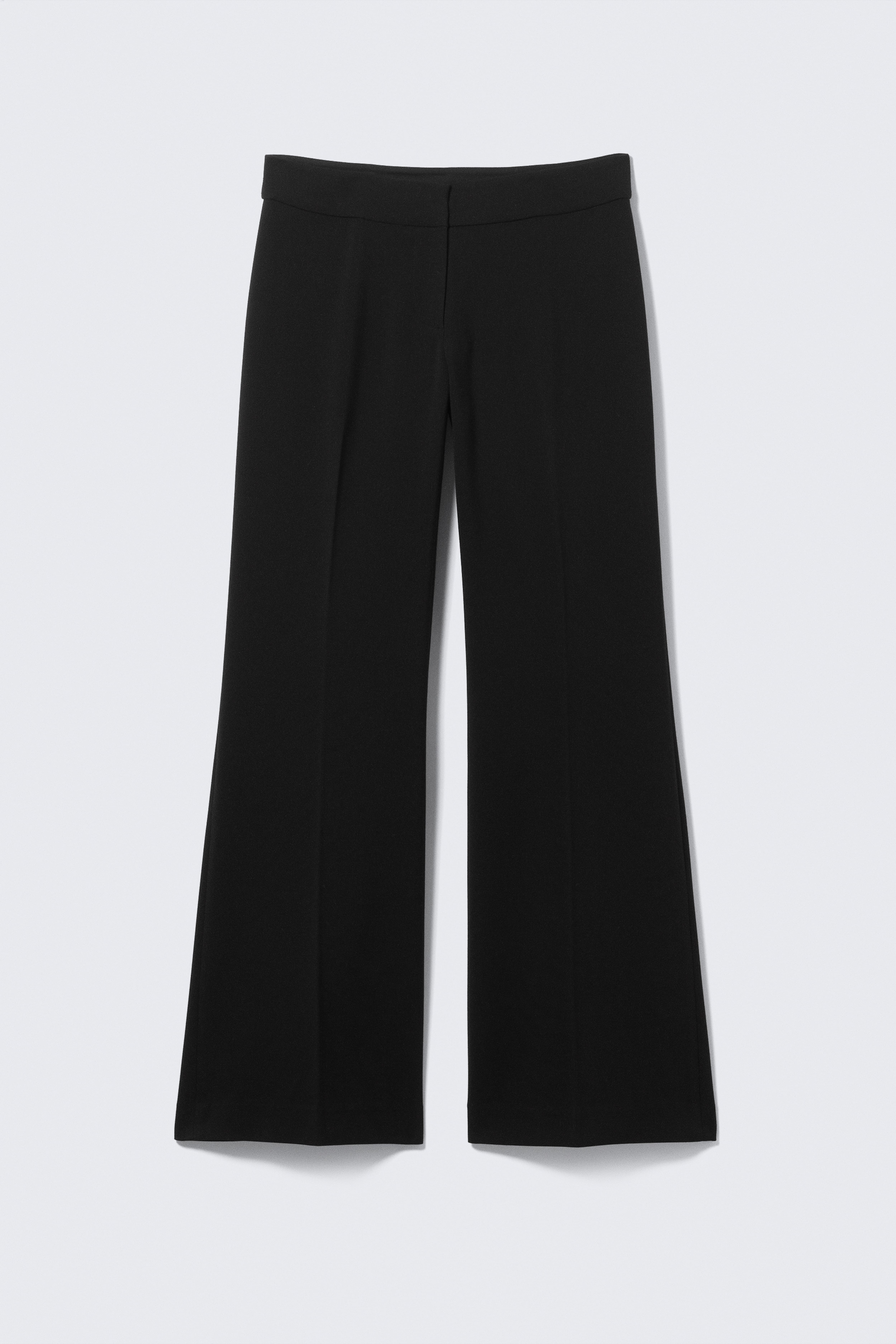 Mid Rise Flared Suiting Trousers - Black/Dark Grey Melange