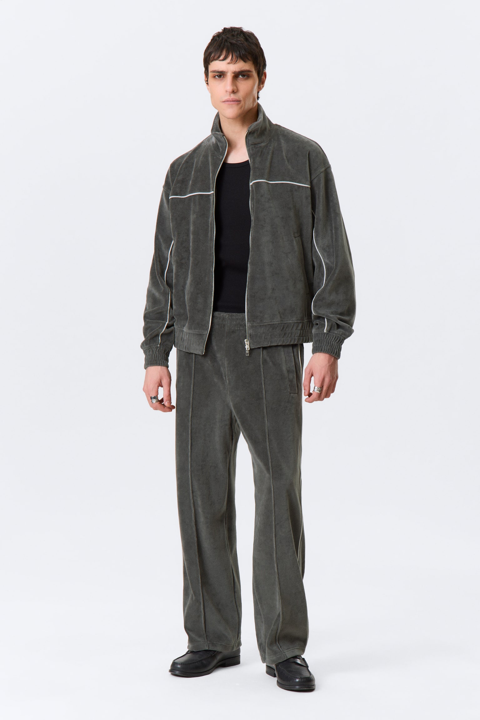 Giacca sportiva in velluto - Grigio scuro - 3
