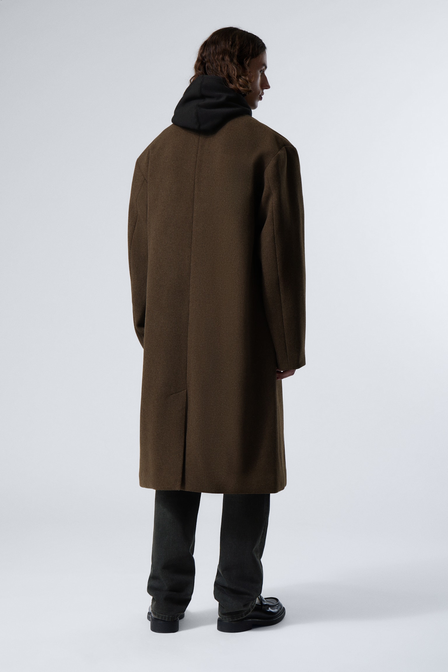 Single Breasted Wool-blend Coat - Dark Brown/Black - 6