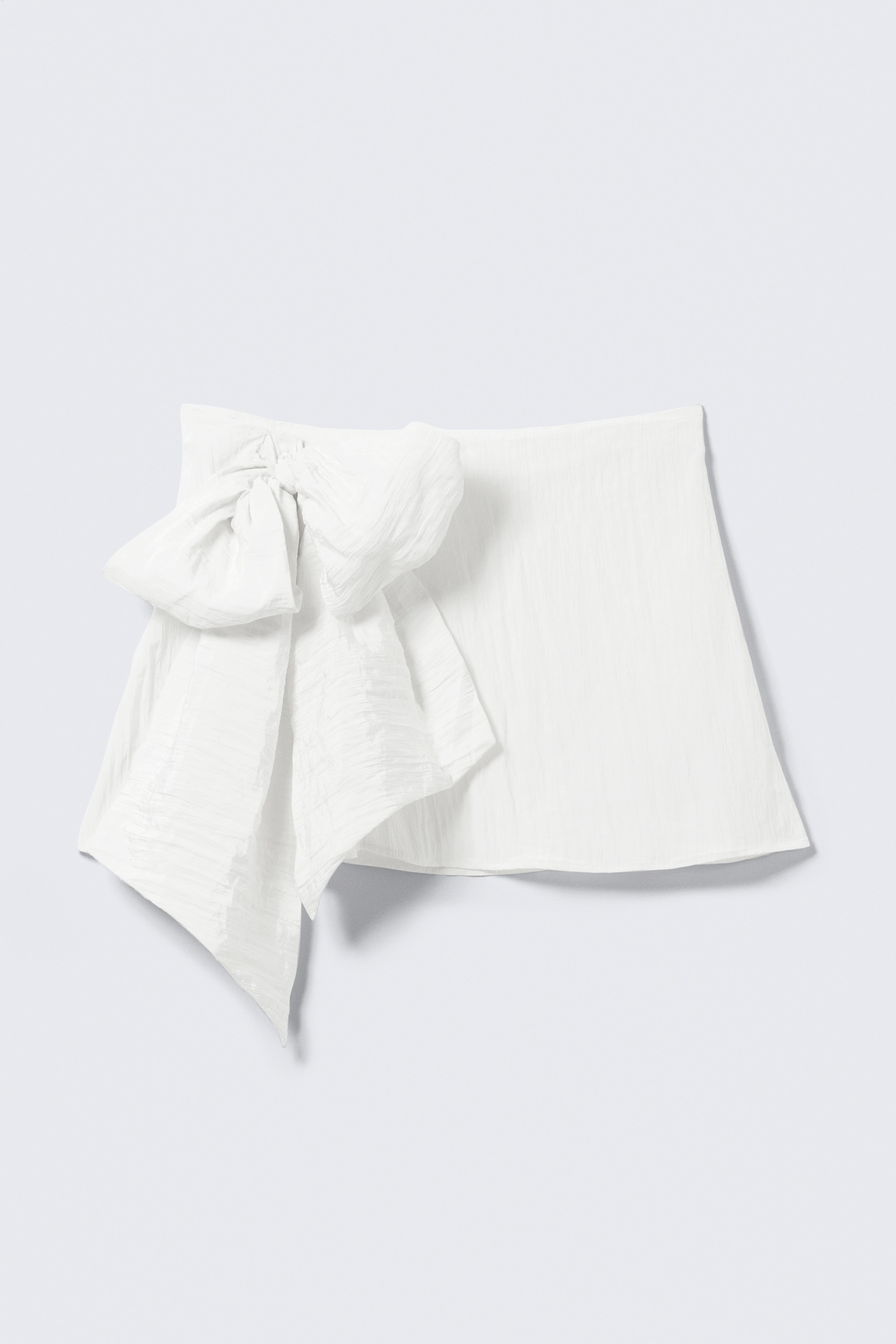 Low Rise Bow Detail Mini Wrap Skirt - Off-white