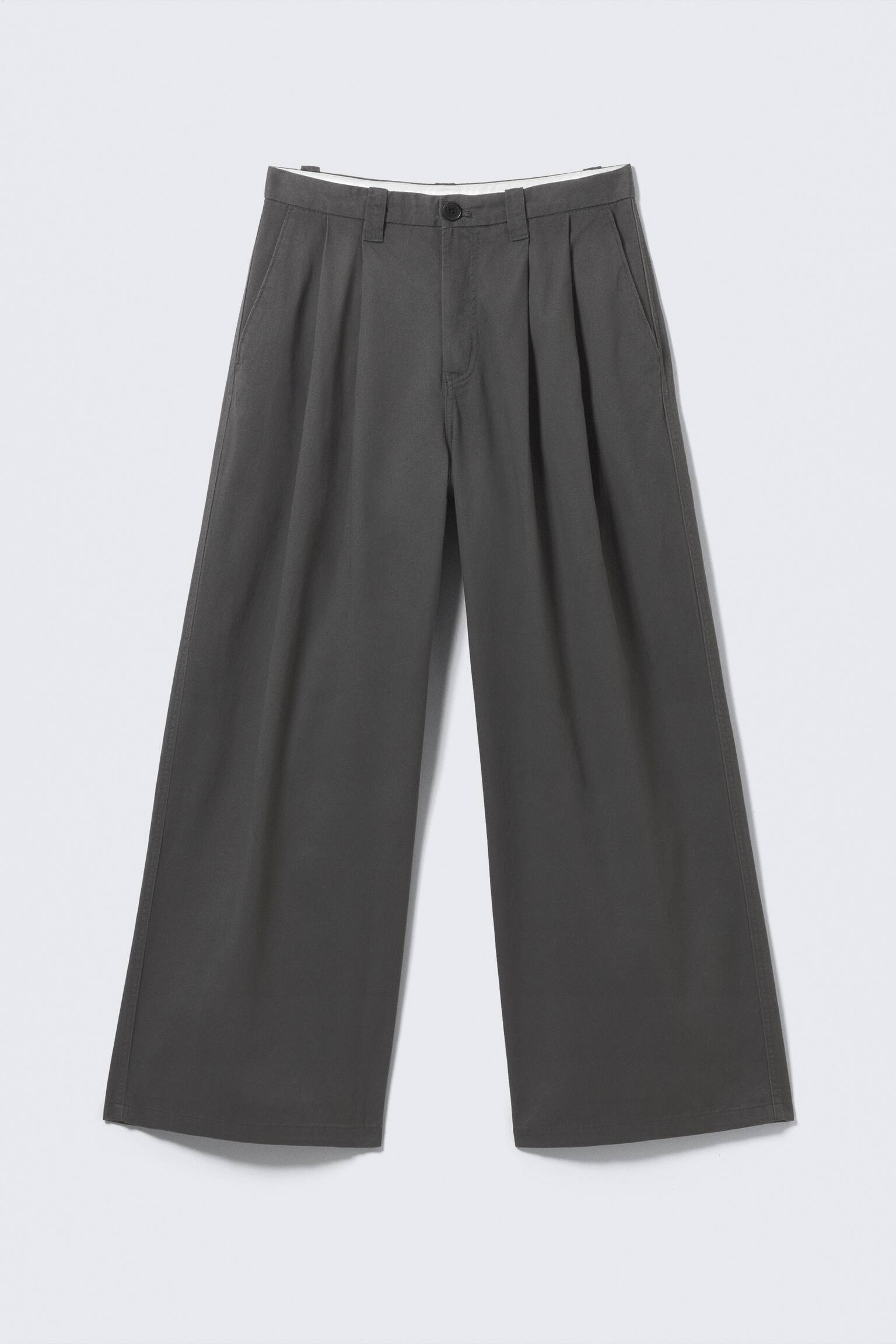 Chino Otis cu pliuri, din bumbac twill lejer - Gri închis/Light Beige/Negru - 1
