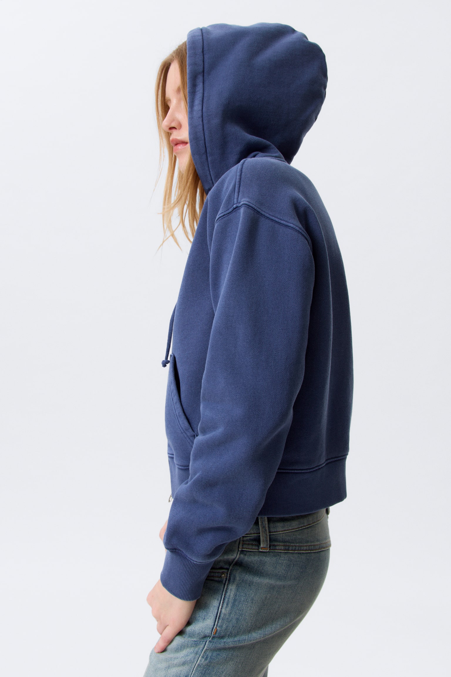 Hoodie aderente - Blu scuro lavato - 5