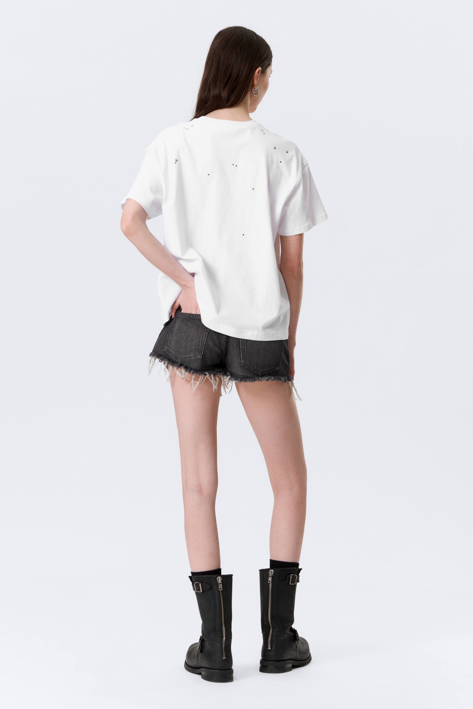Tricou grafic cu ținte, croială boxy - Alb - Imprimare Față Gotica - 3