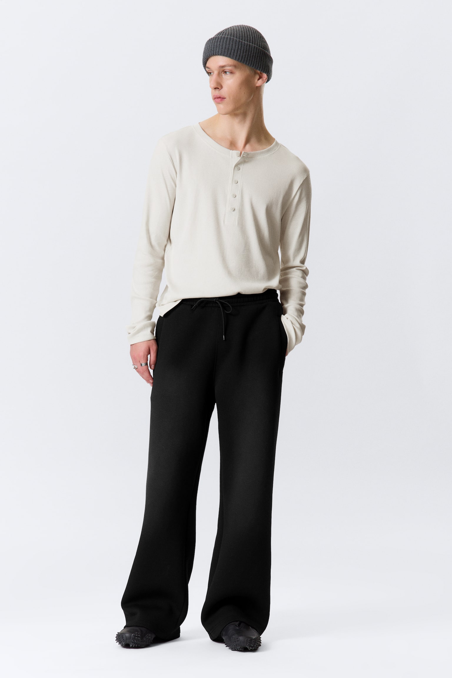 Forvaskede sweatpants i scubastof - Sort/Forvasket mørkebrun - 6