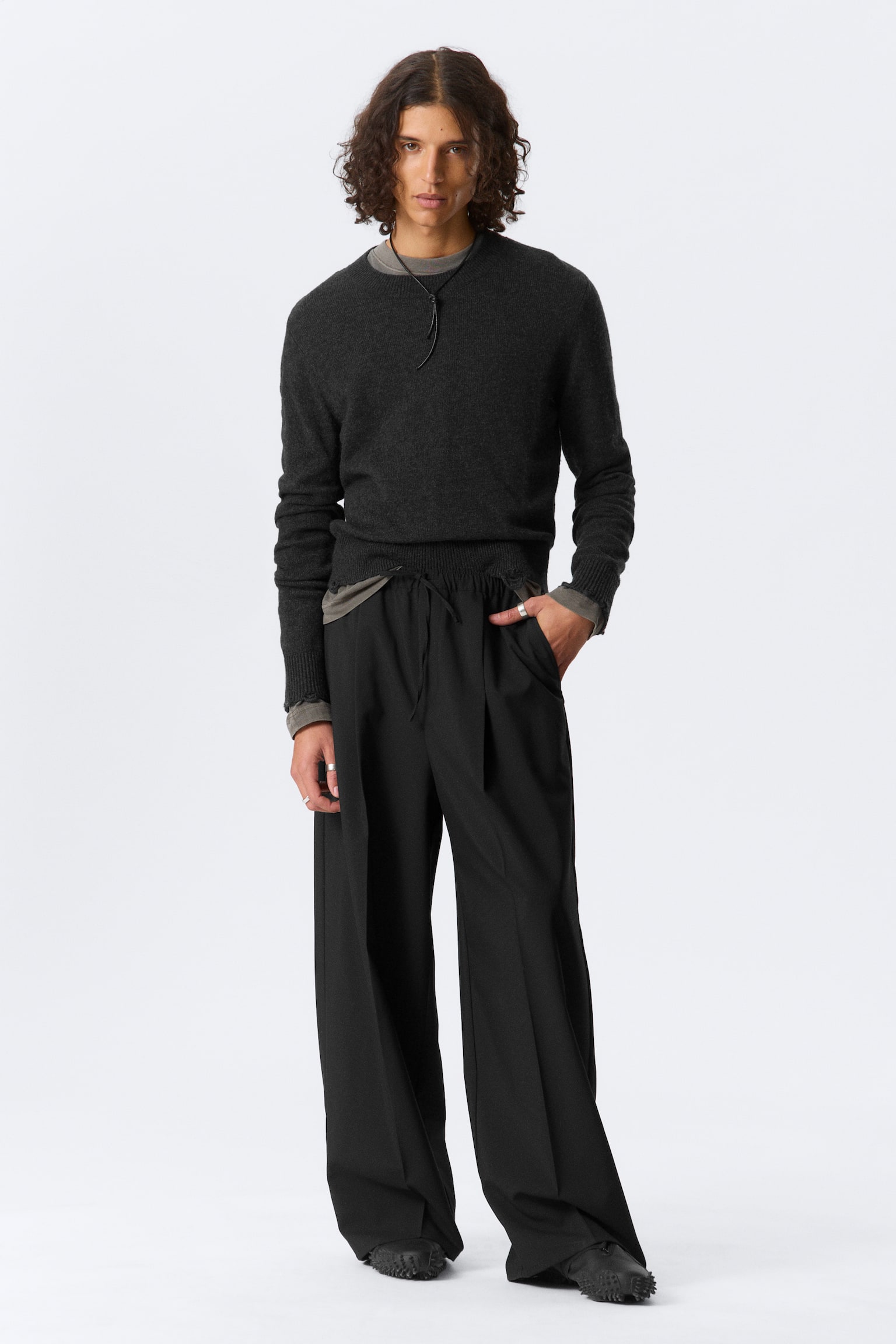 Oversized Suit Trousers - Sort - 1