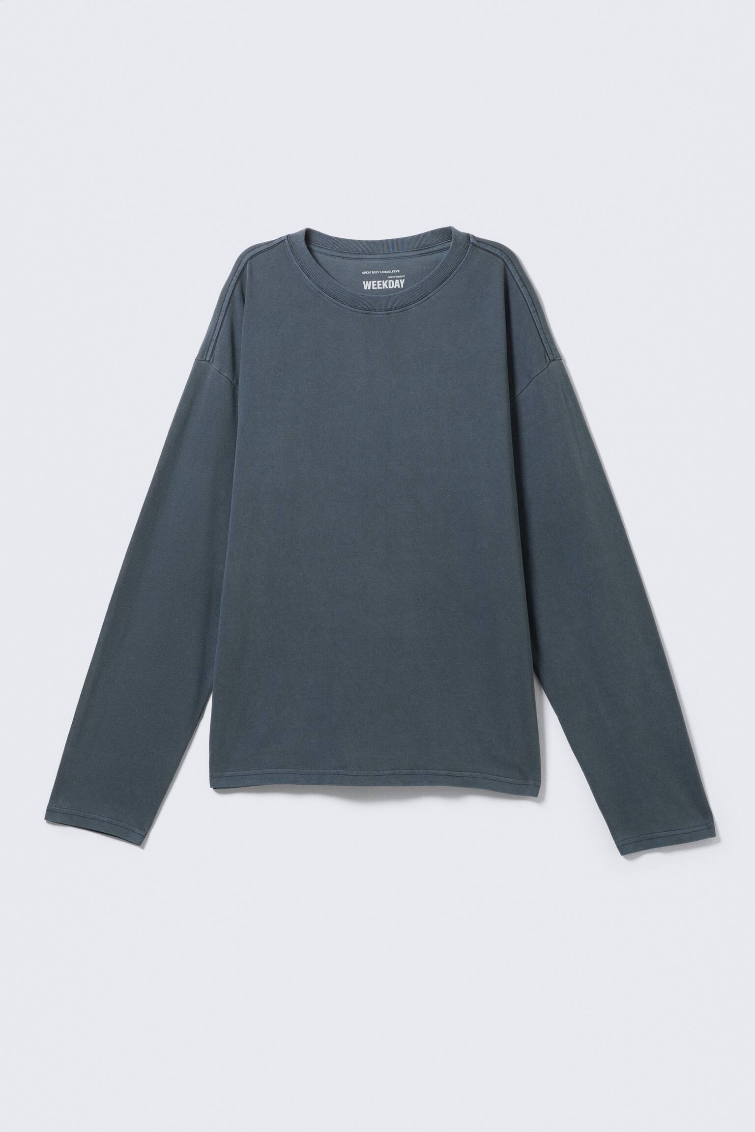 Boxy Longsleeve mit lockerer Passform - Verwaschenes Blau/Weiß & Navy gestreift/Dunkelbraun gestreift/Dunkles Marineblau/Schwarz/Gewaschenes Blau/Weiß/Blau & Weiß gestreift/Dunkelbraun/Helles, staubiges Graubraun/Dunkelgrün/Staubgrau - 2