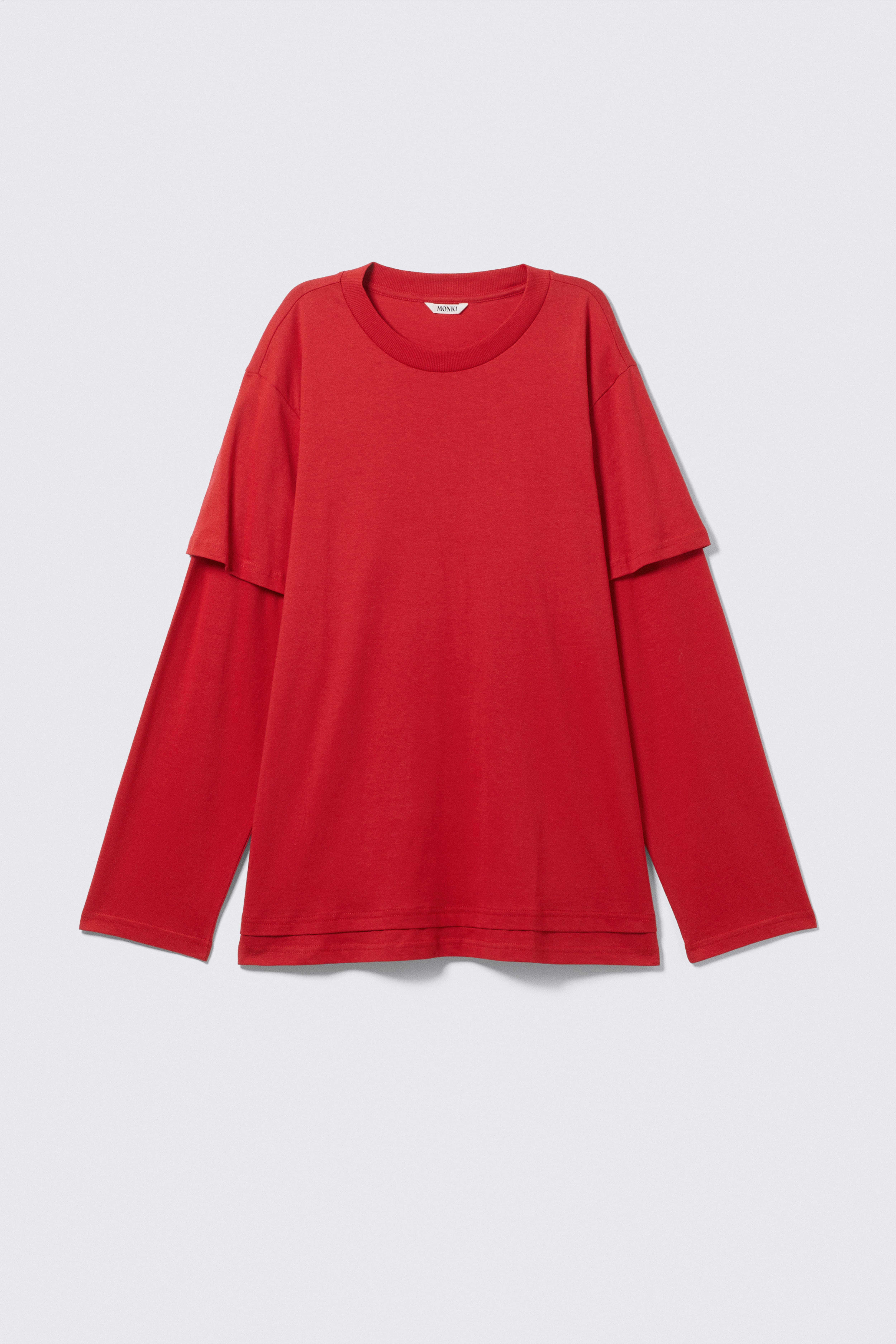 T-shirt a maniche lunghe in cotone - Rosso brillante