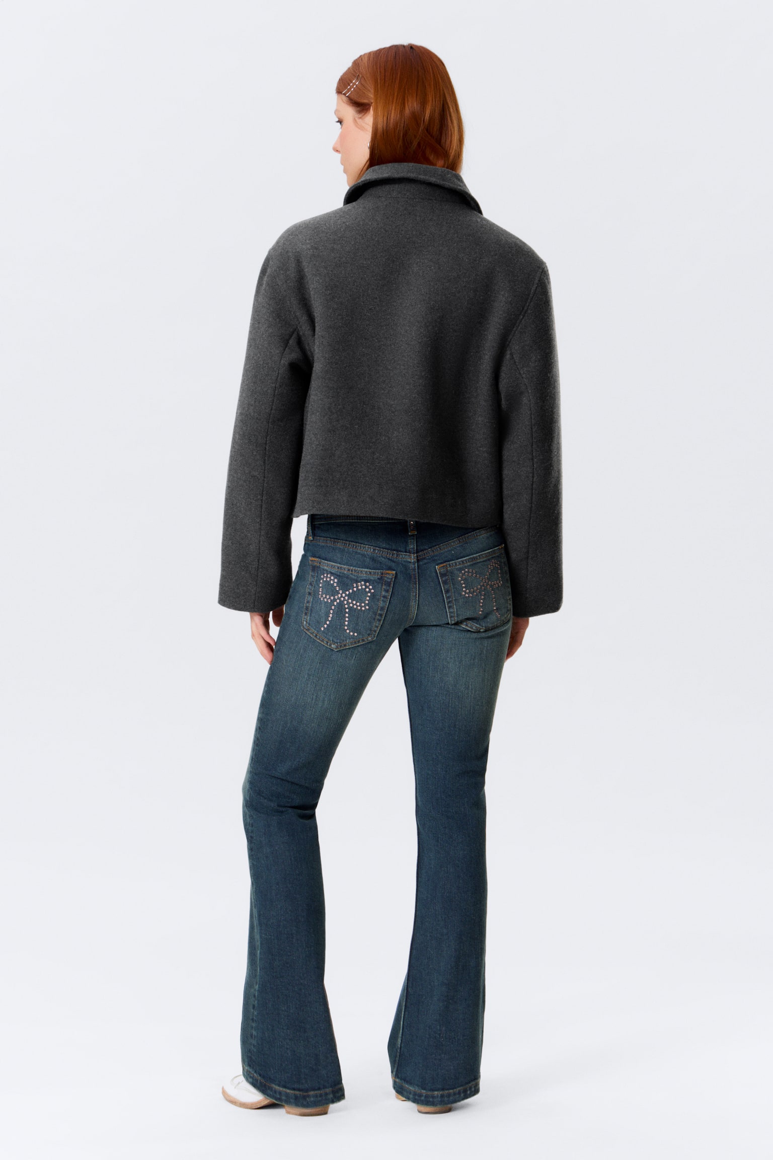 Kurze, kastige Zip-Jacke - Dunkelgrau meliert/Mattes Braun/Dunkelbraun/Kariert - 4