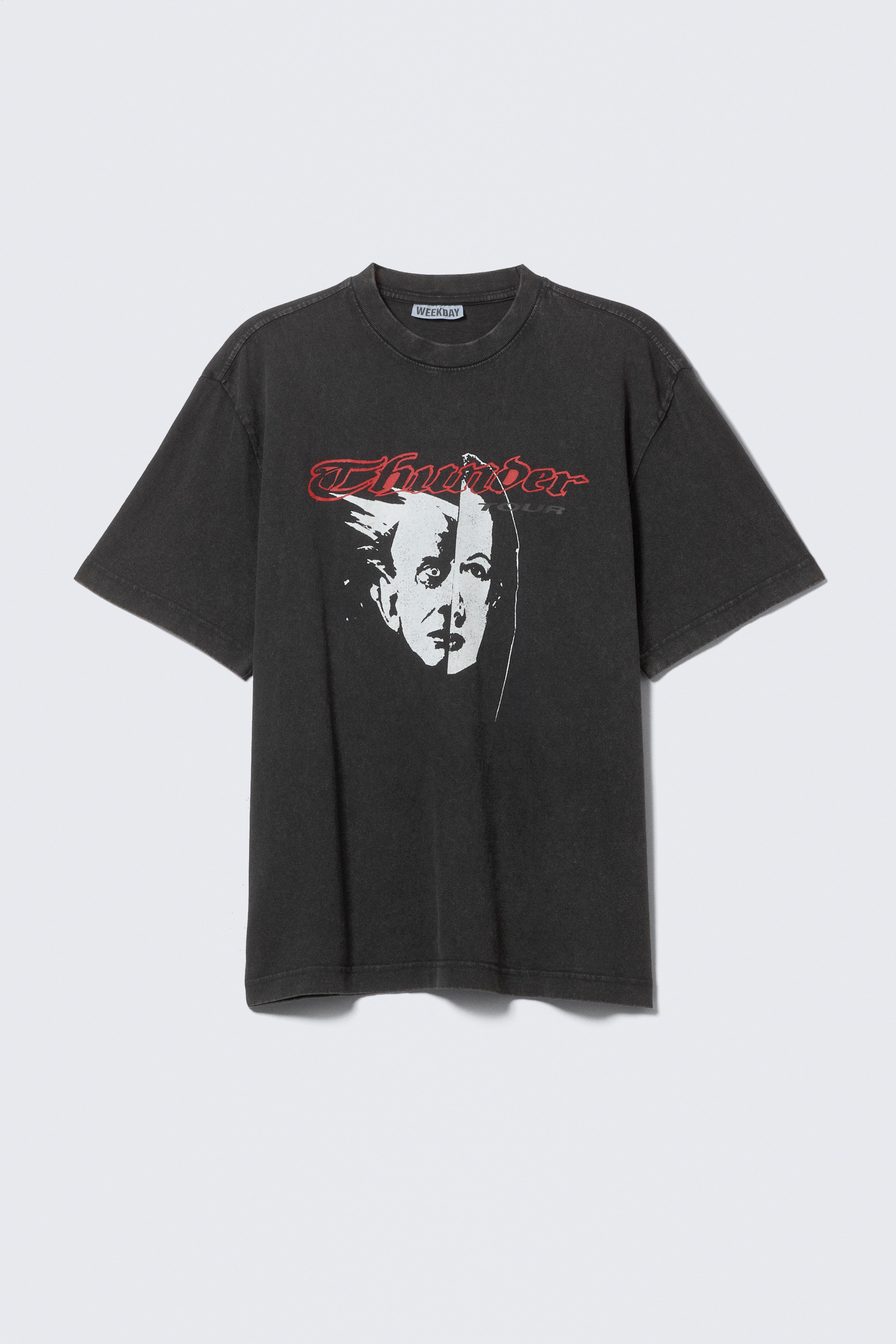 Entspanntes T-Shirt mit Grafikdruck - Schwarz - "Thunder Tour"/Gewaschenes Schwarz - SYSTEM/Schwarz - "Team Building"/Schwarz - Cosmic Eagle/Schwarz - Dragon Gate/Dunkelbraun - "Drea8m"