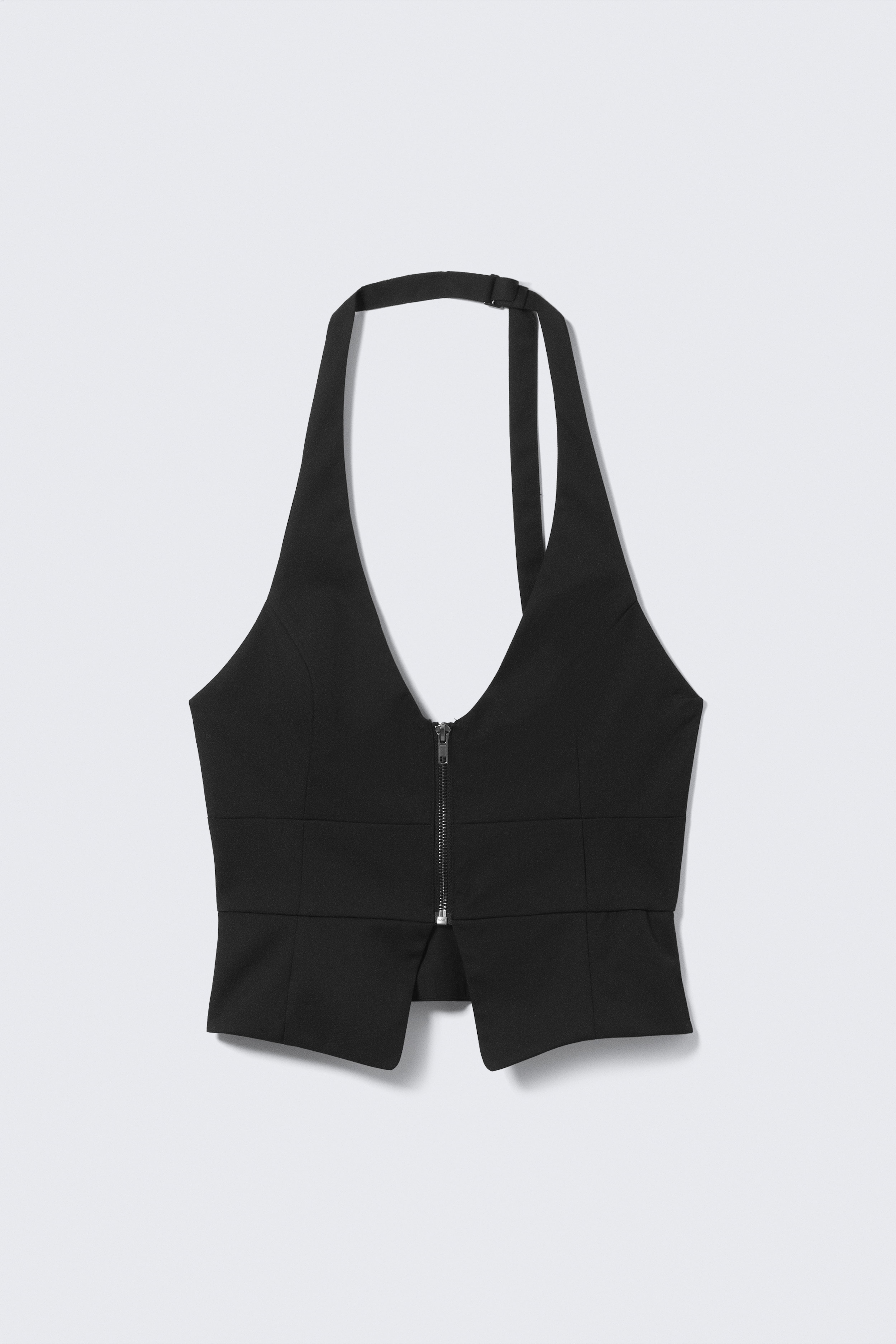 Gilet con zip e scollo a incrocio - Nero