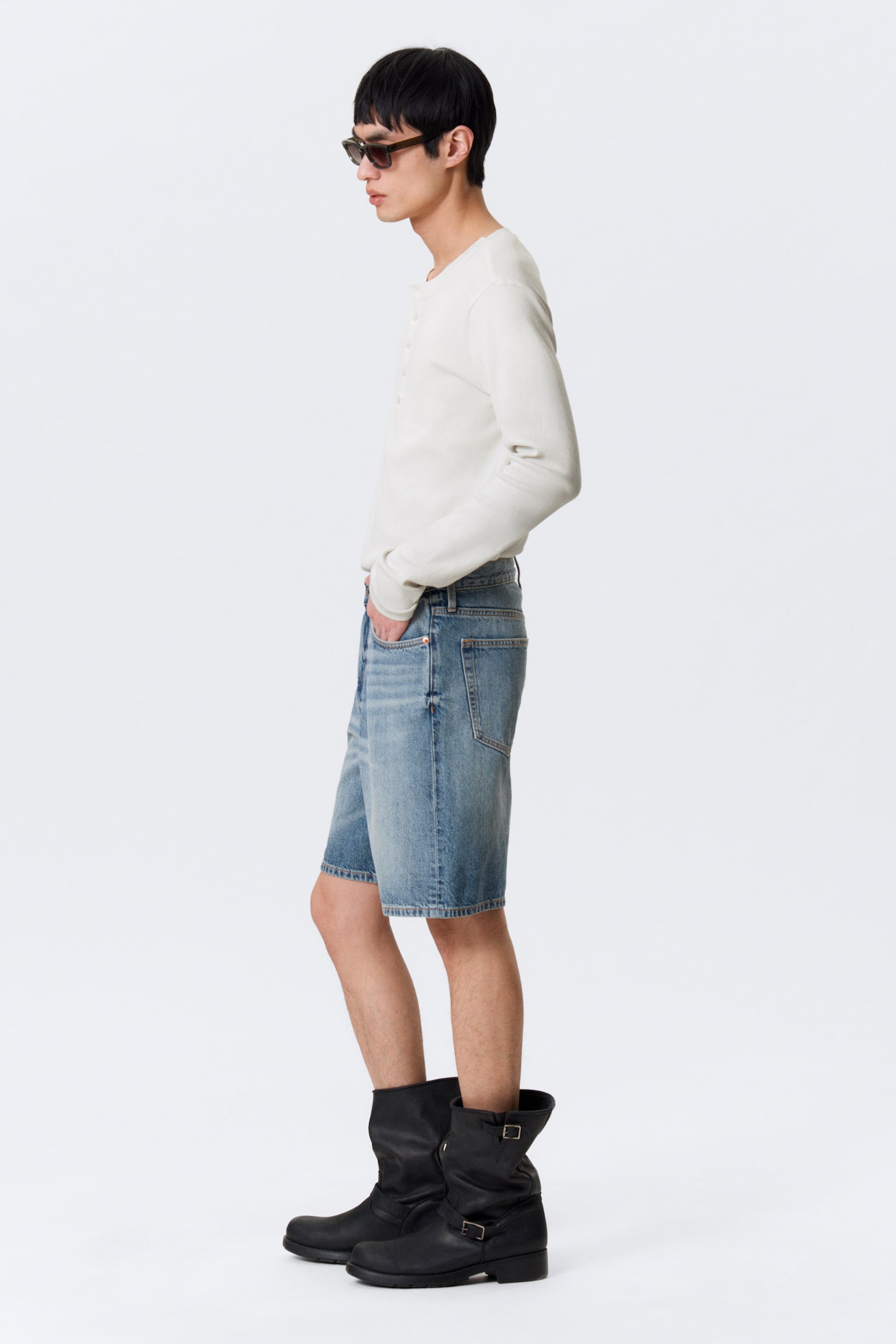 Дънкови шорти Galaxy с ниска талия и свободна кройка - Blue Horses - Средно синьо - 6