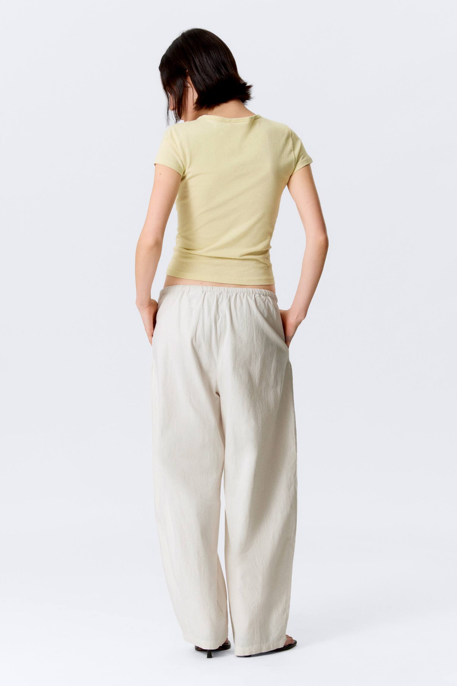Pantalone a vita bassa - Beige chiaro/Grigio - 6