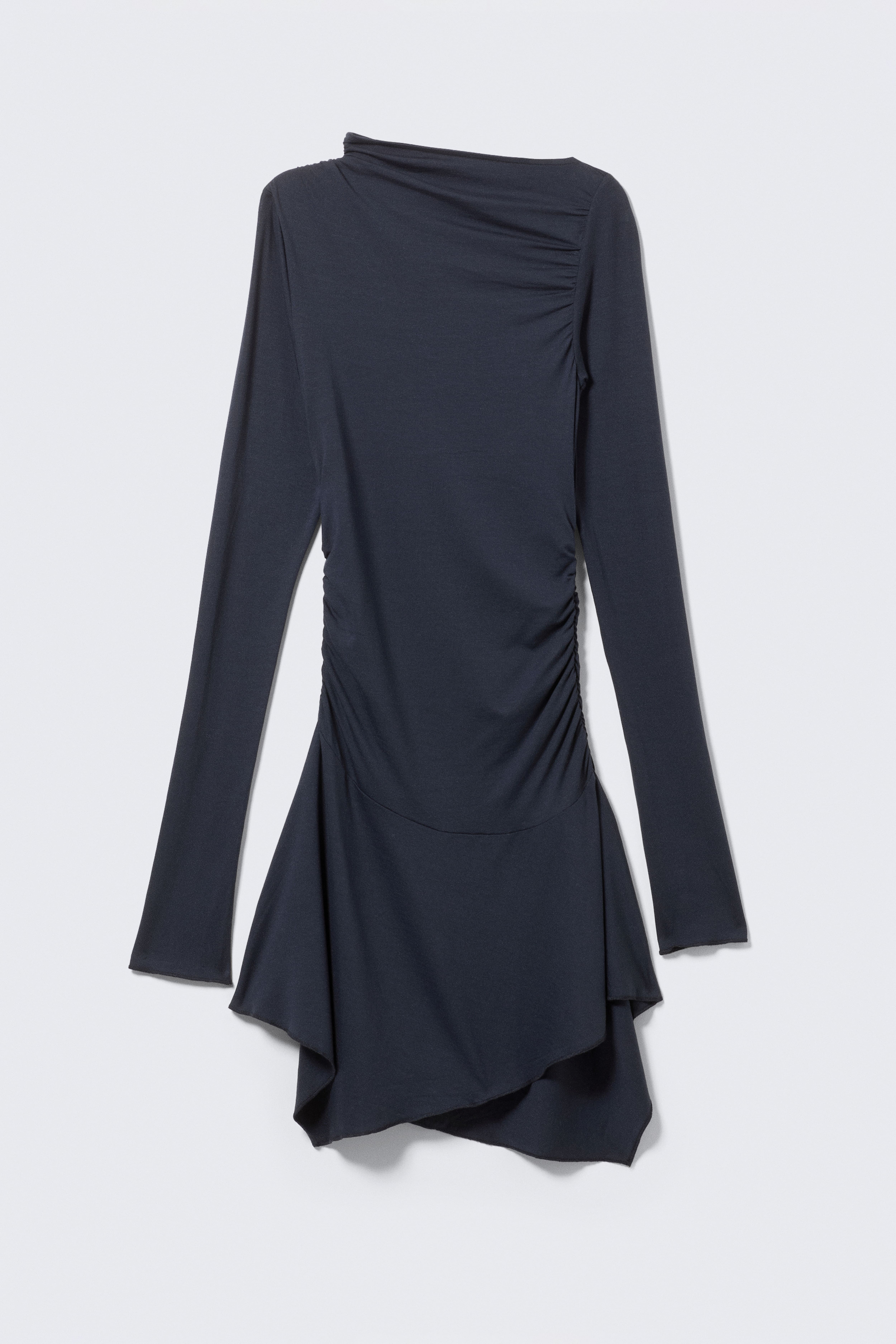 Abito mini asimmetrico drappeggiato - Blu scuro/Nero