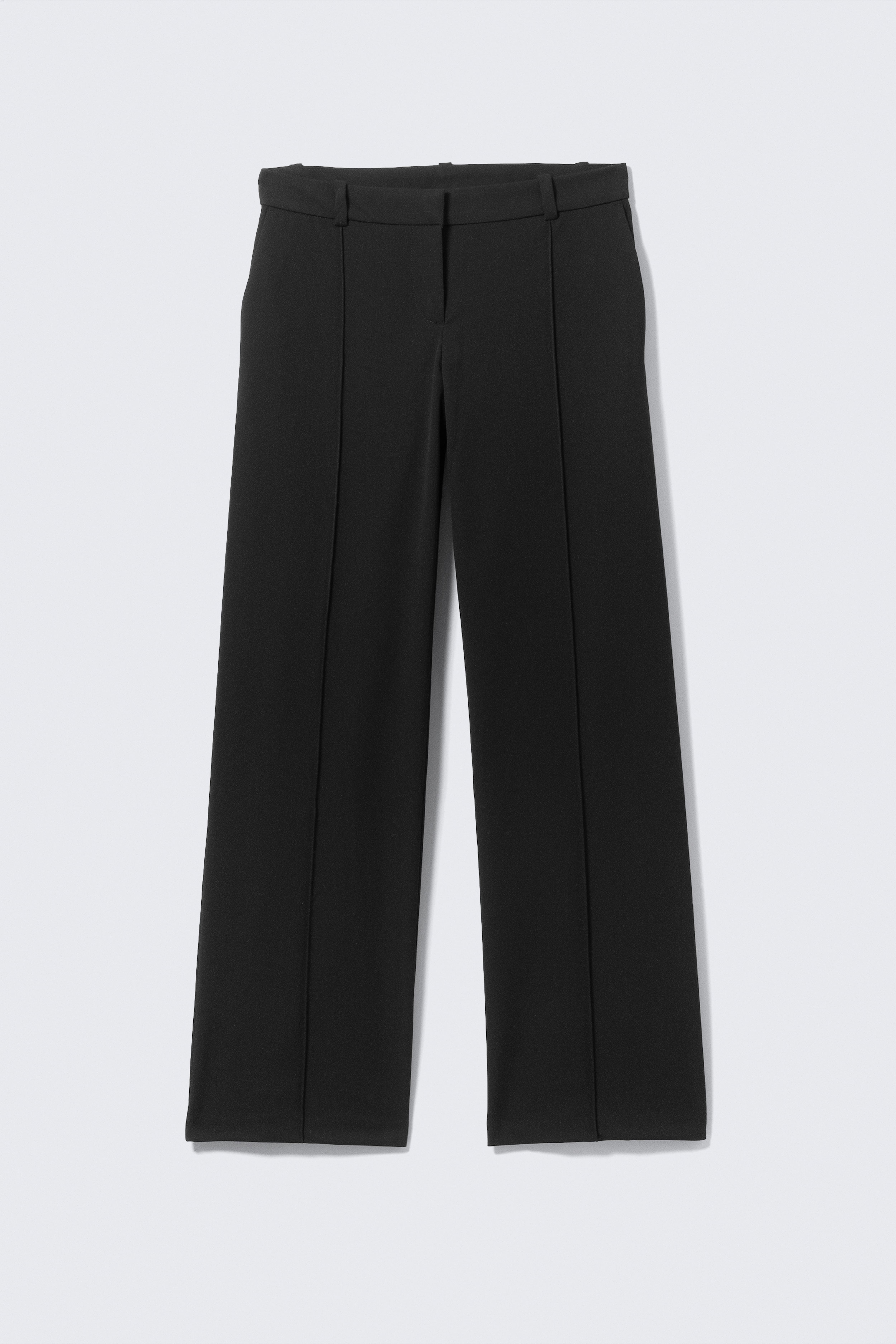 Low Rise Straight Suiting Trousers - Black/Dark Grey Melange