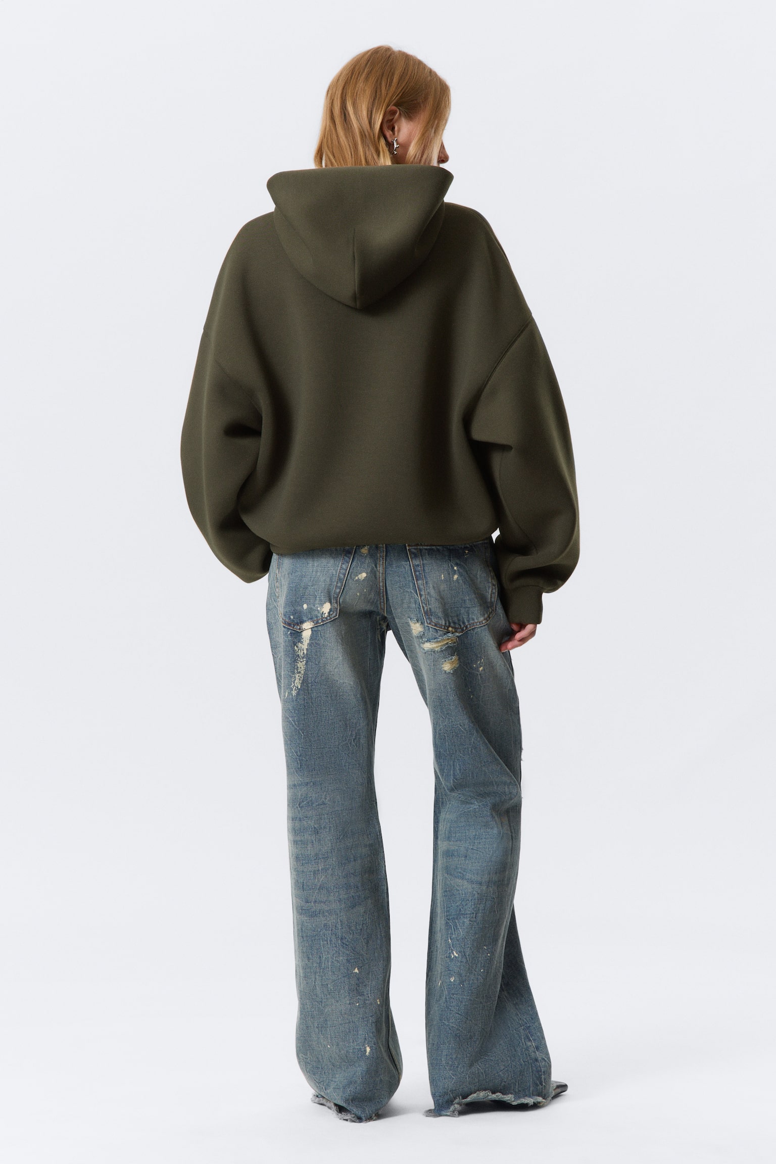 Scuba-Hoodie mit Oversize-Passform - Dunkles Khakigrün/Hellgrau/Schwarz/Grau meliert/Schwarz/Dunkelgrau meliert - 3