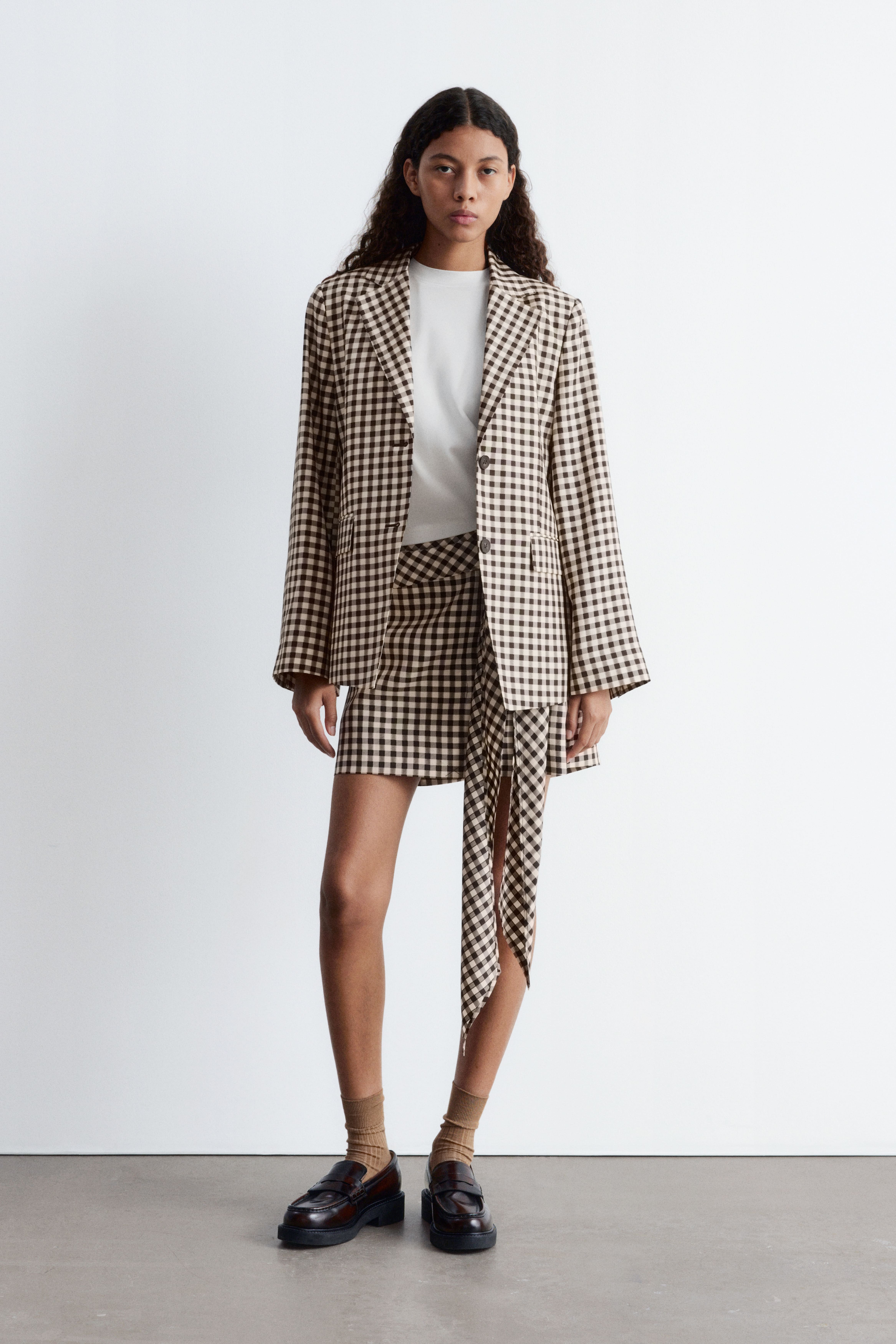 Rutete blazer - Brune gingham-ruter