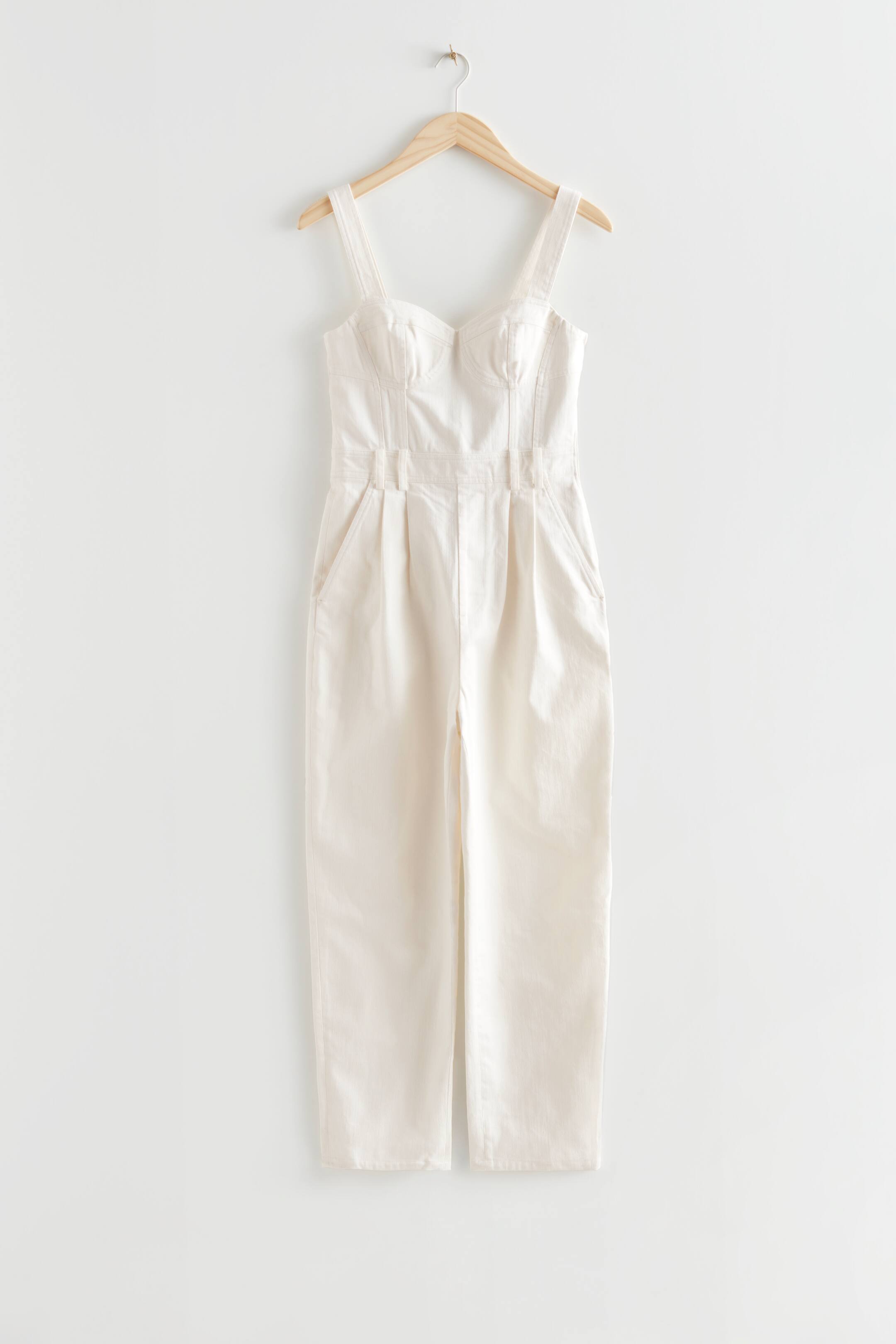 Sleeveless Bustier Jumpsuit Hjerteformet udskæring Uden ærmer Hvid DAME H&M DK