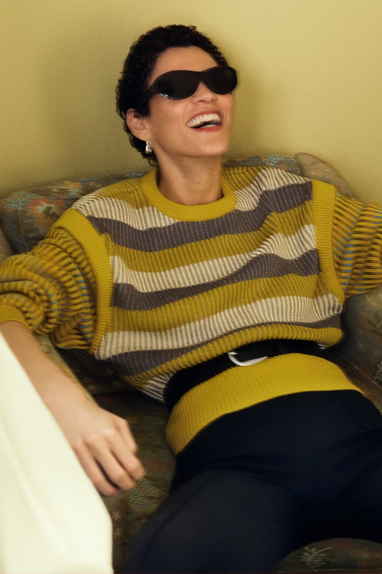 Maglione a pannelli con motivo a righe - Righe giallo/grigio/Beige/Righe multicolore - 7