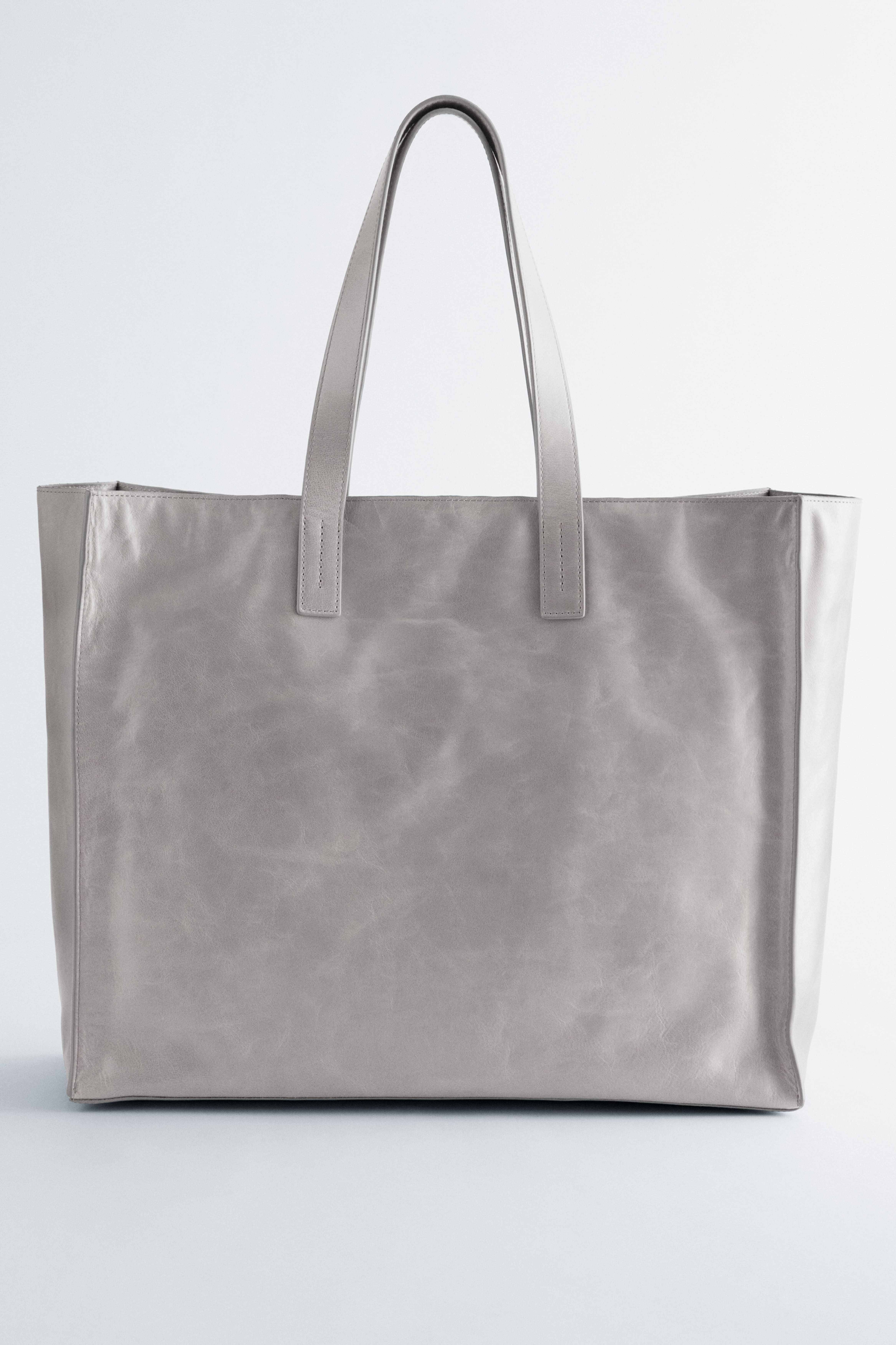 Tragetasche aus Leder - Grau/Mattes Dunkelbraun/Lackleder/Dunkelbraun/Khaki