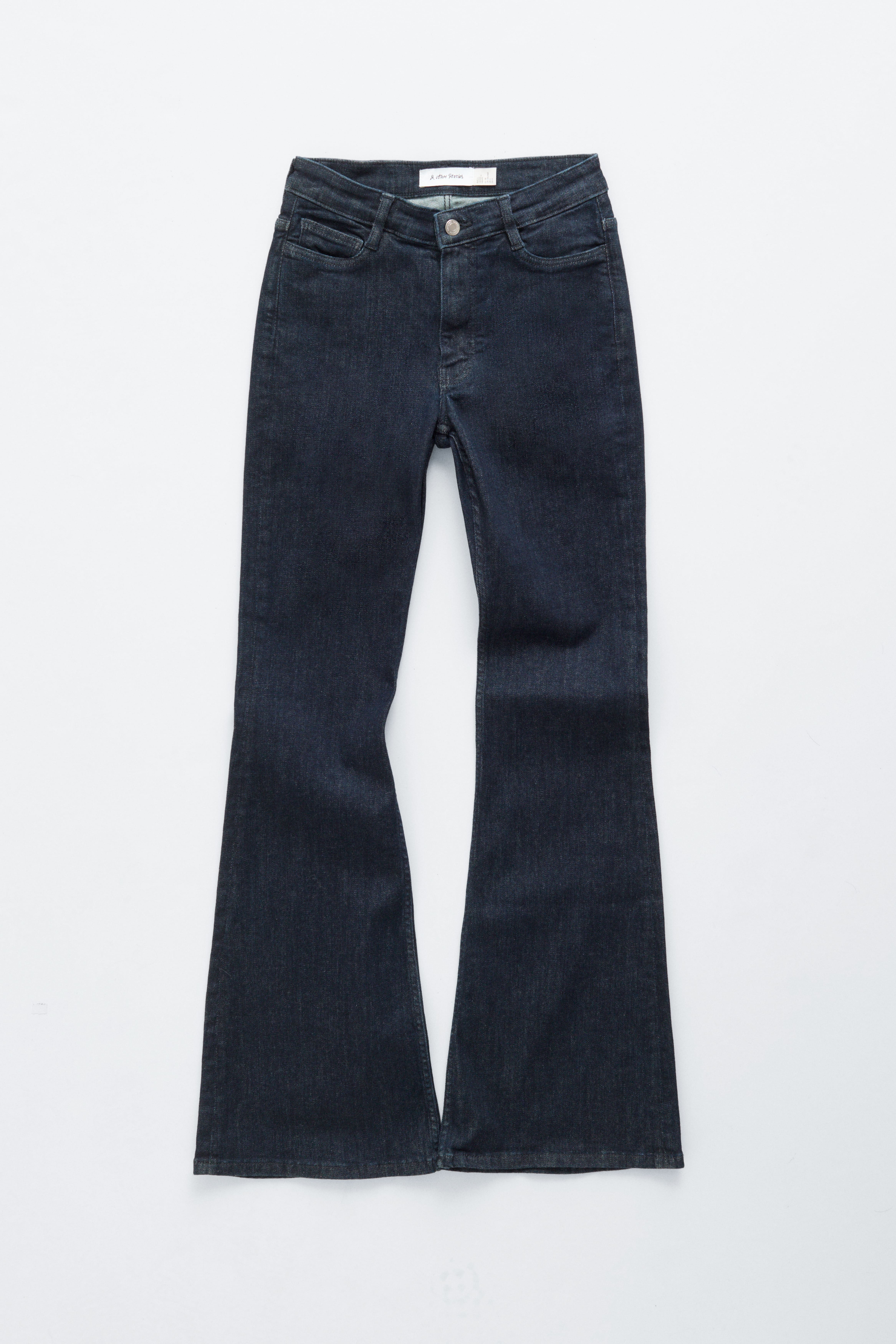 Schmale Bootcut-Jeans mit niedrigem Bund - Dunkelblau/Mittelblau