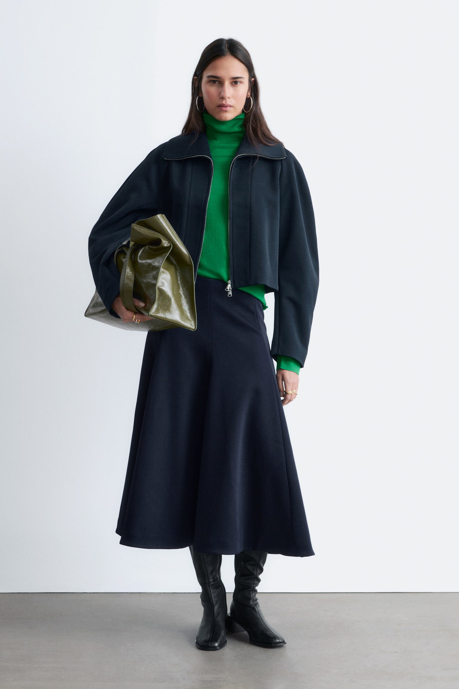 Giacca con maniche scultoree - Blu navy - 1