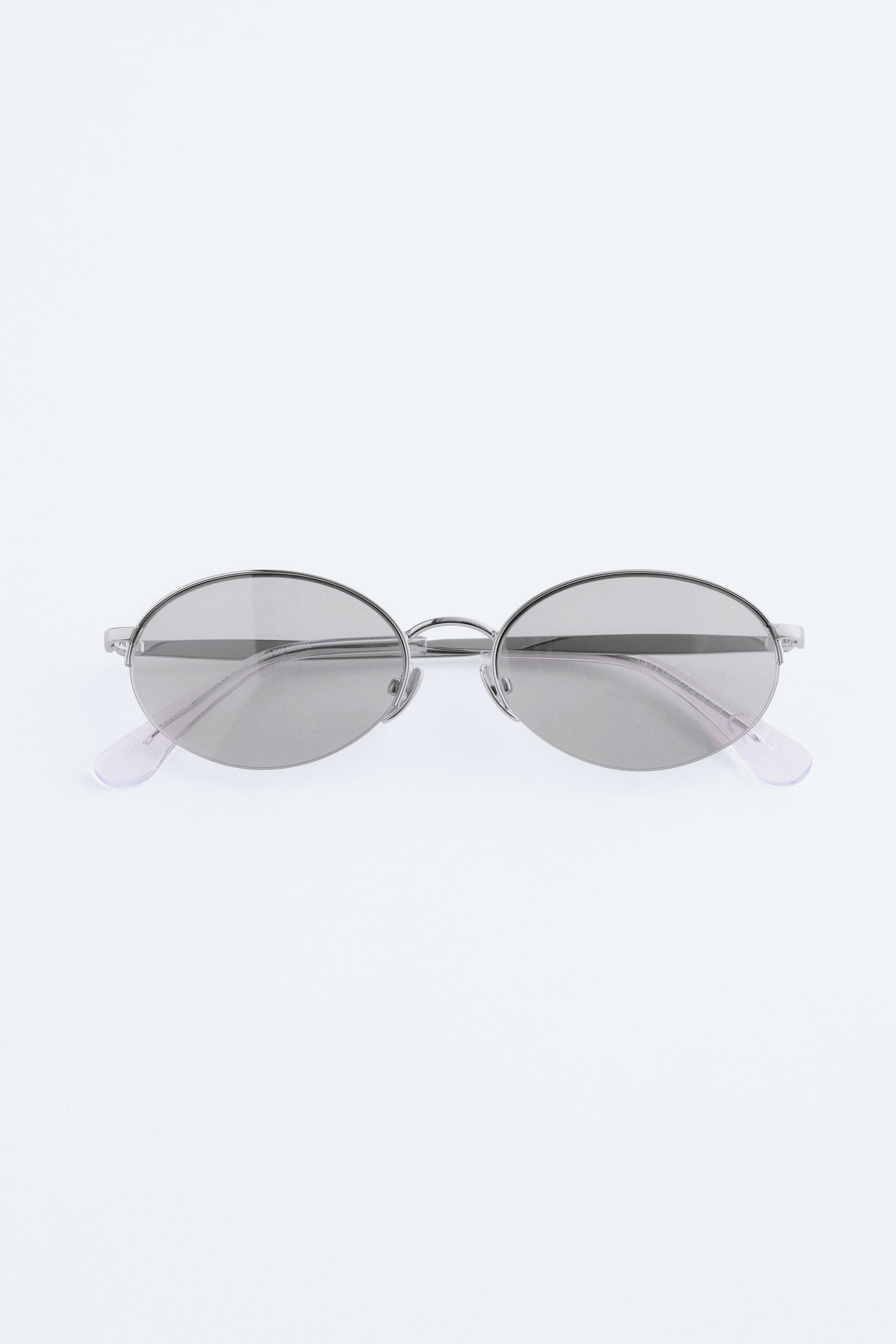 Solglasögon med runda metallbågar - Silver/Svart