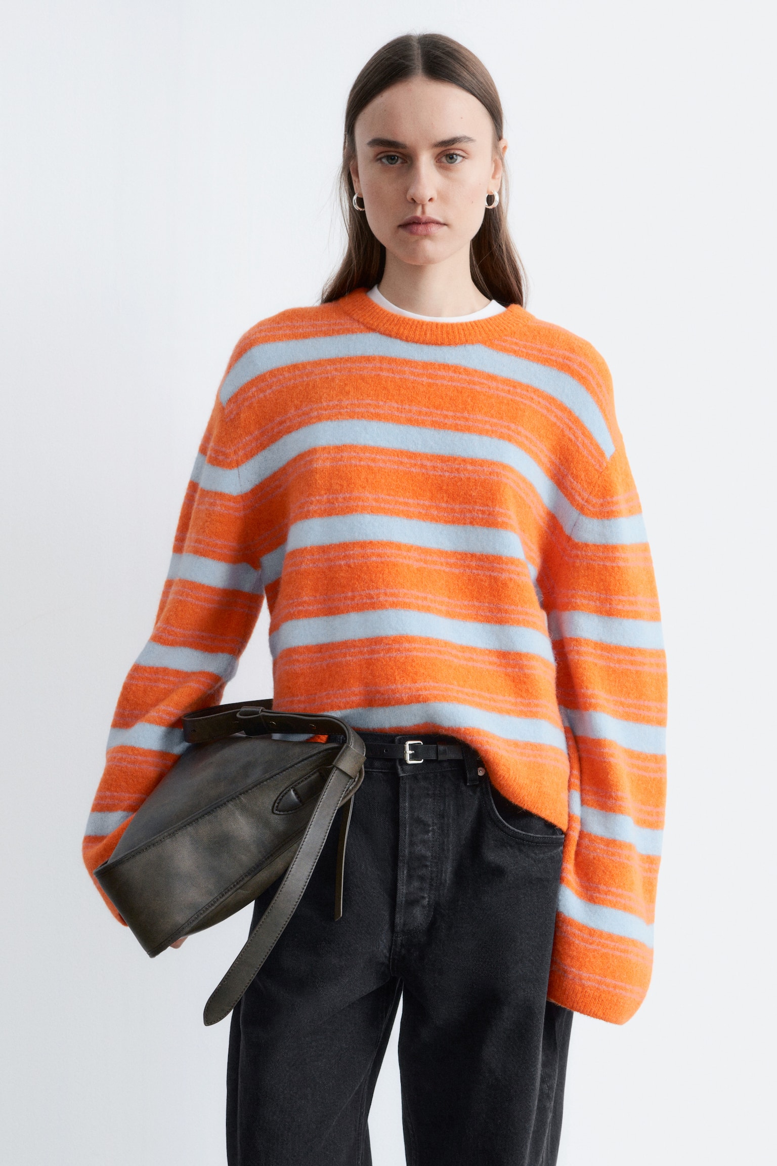 Trui van een alpacamix - Oranje/blauwe strepen/Lichtblauwe/witte strepen/Beige - 6