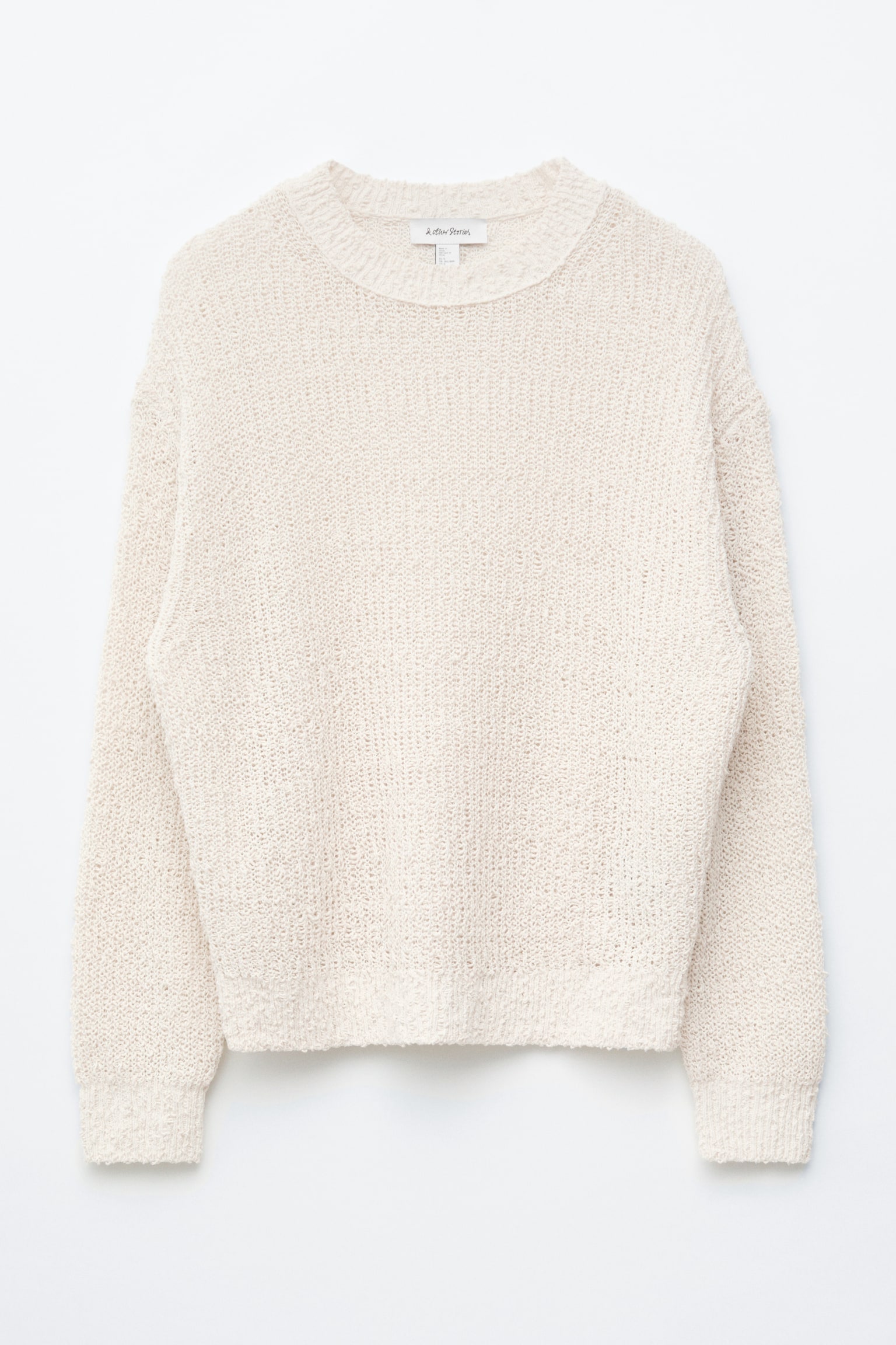 Strikkegenser i silkeblanding - Off-white - 1