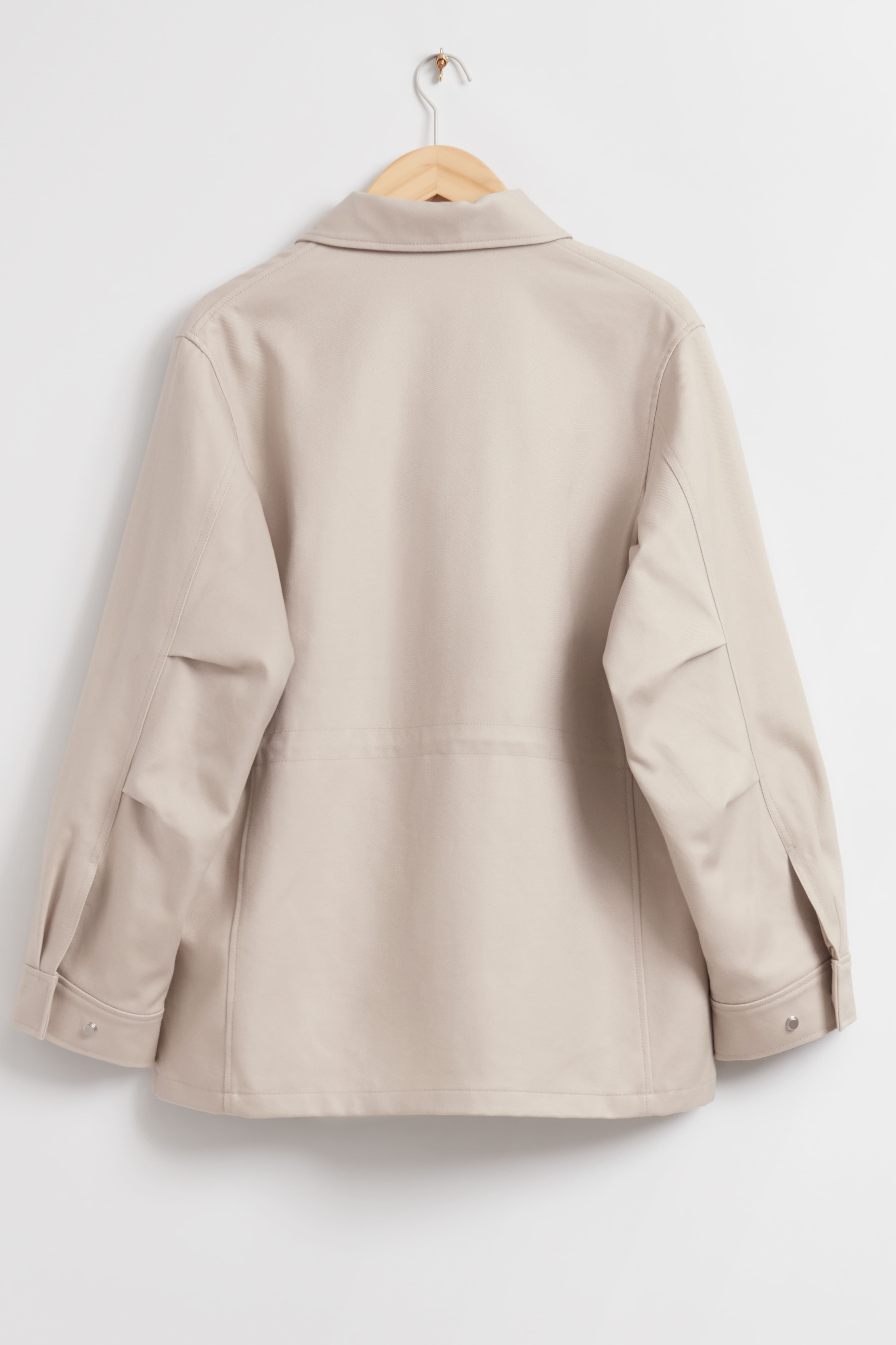 Utility-Jacke - Normale Bundhöhe - V-Ausschnitt - Hellbeige 
