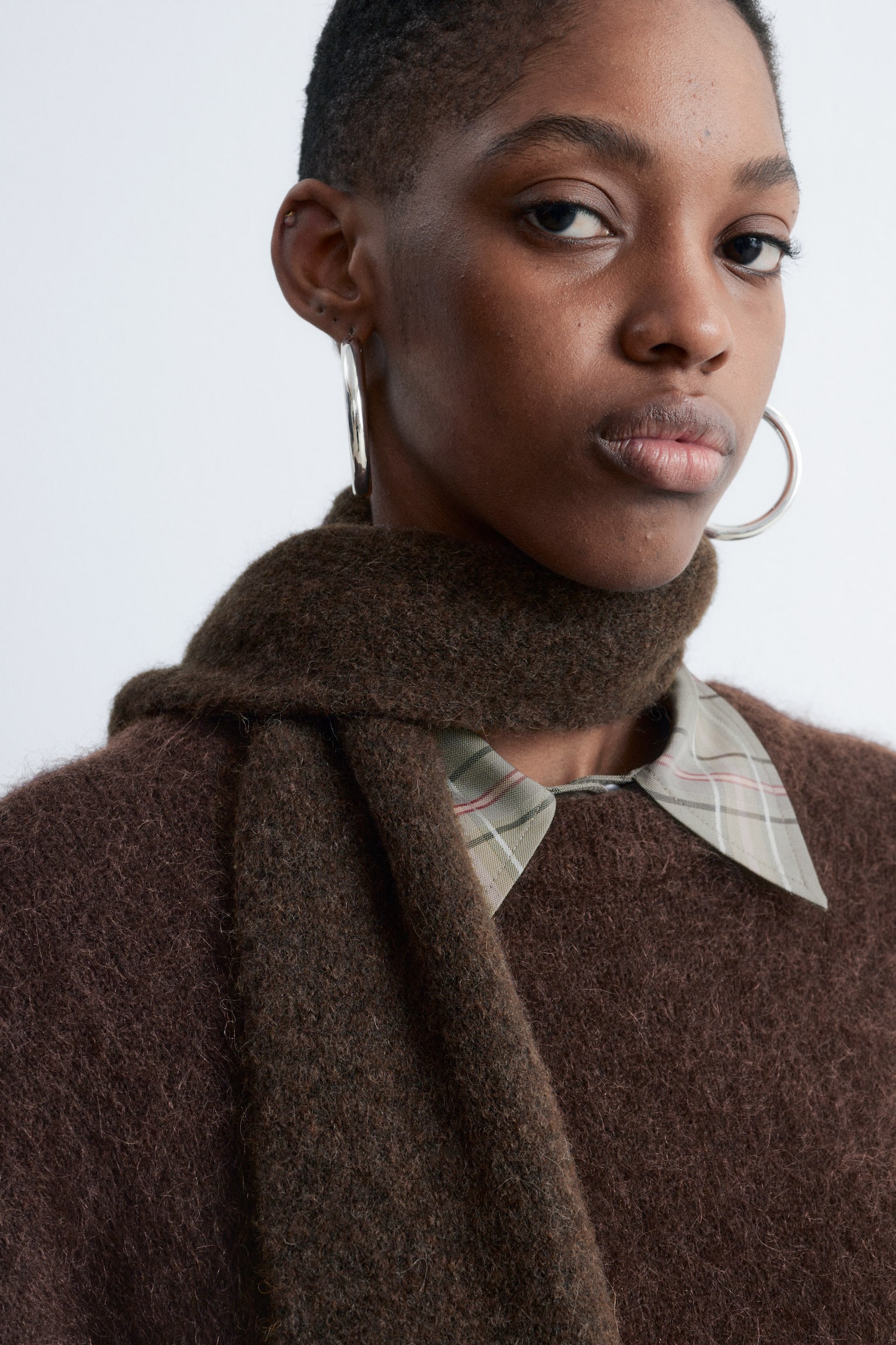 Pullover oversize in misto mohair - Marrone scuro/Beige/Lilla - 6