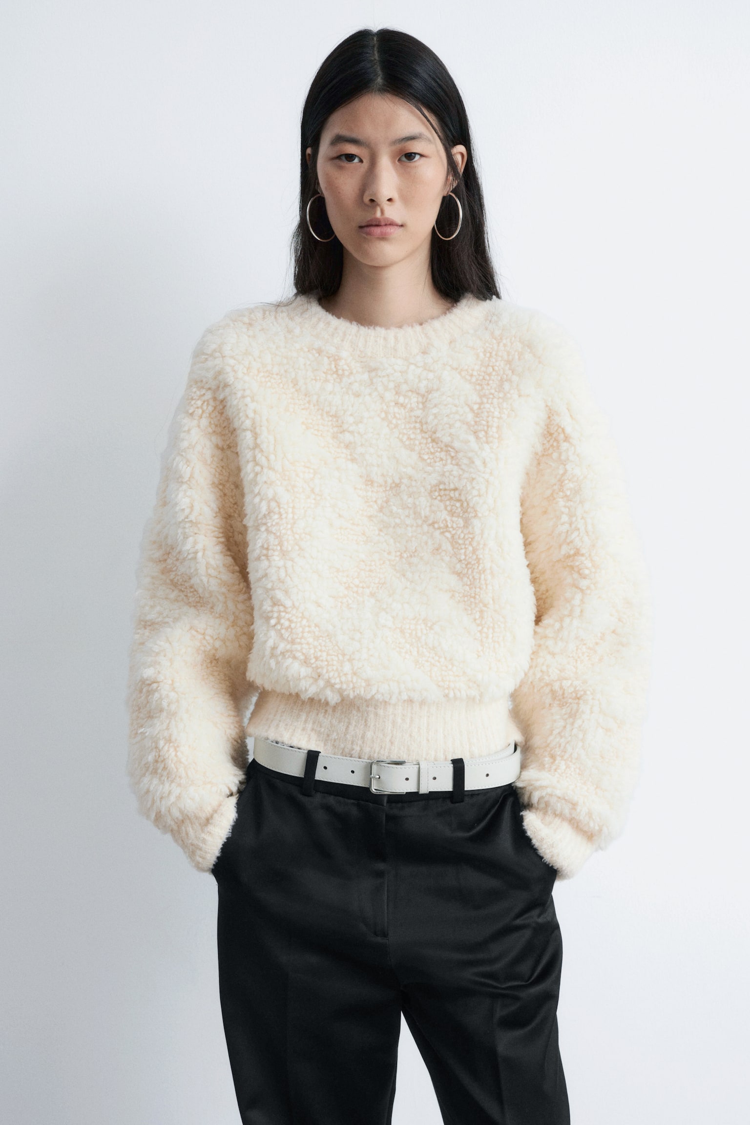 Strickpullover aus Wollfloor - Creme - 1