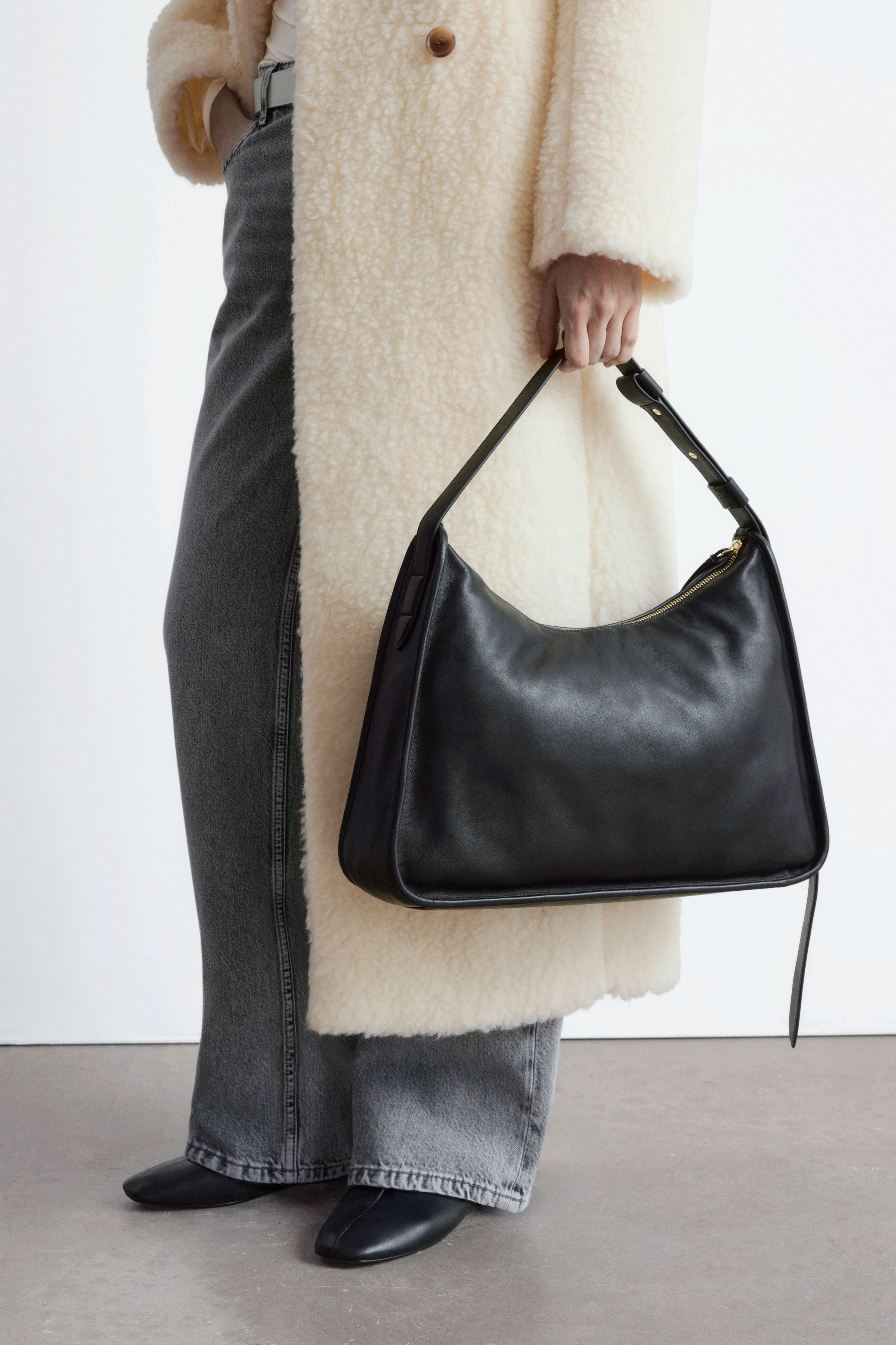 Borsa tote in pelle - Nero/Grigio scuro