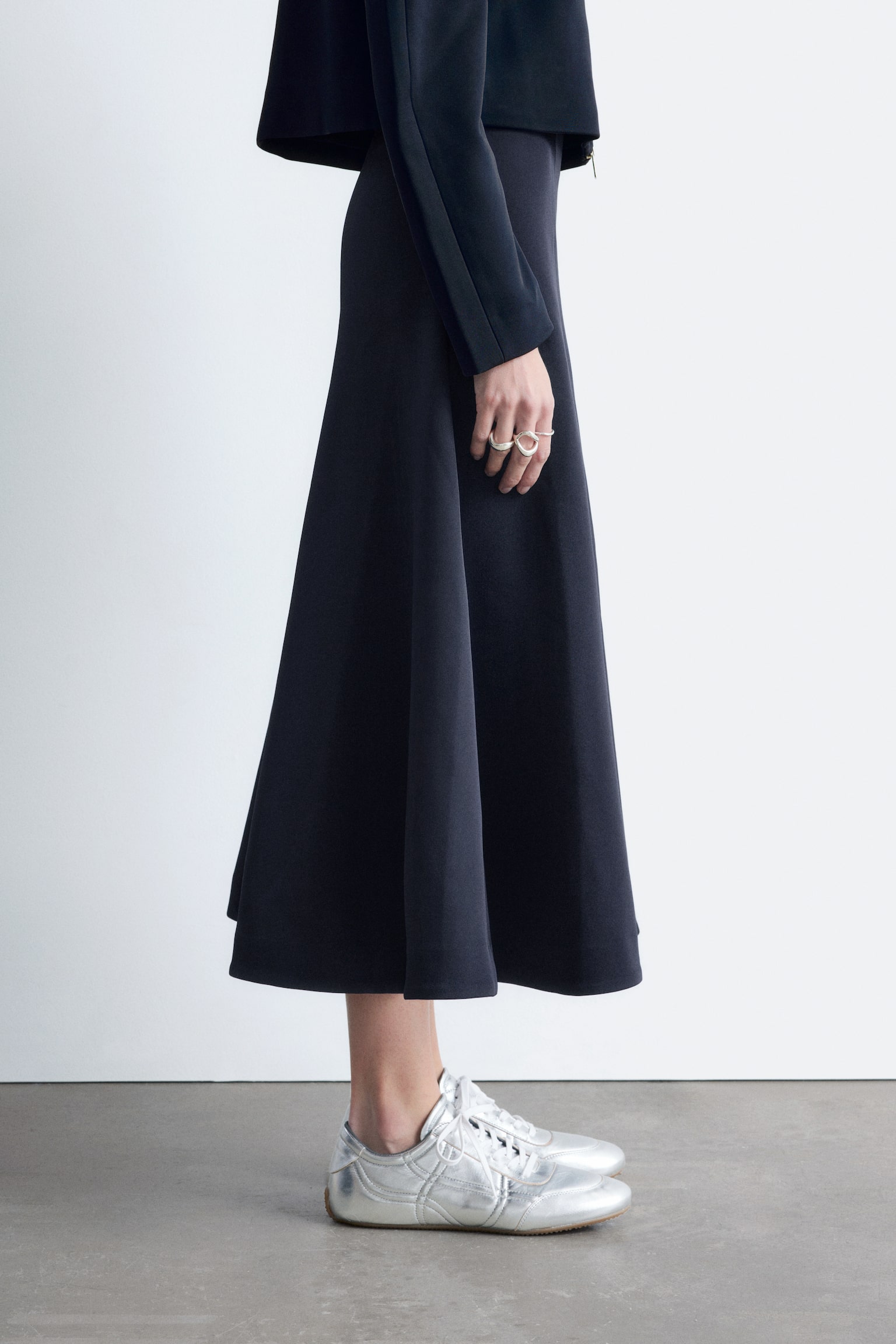 Sneakers minimal in pelle - Argento - 7