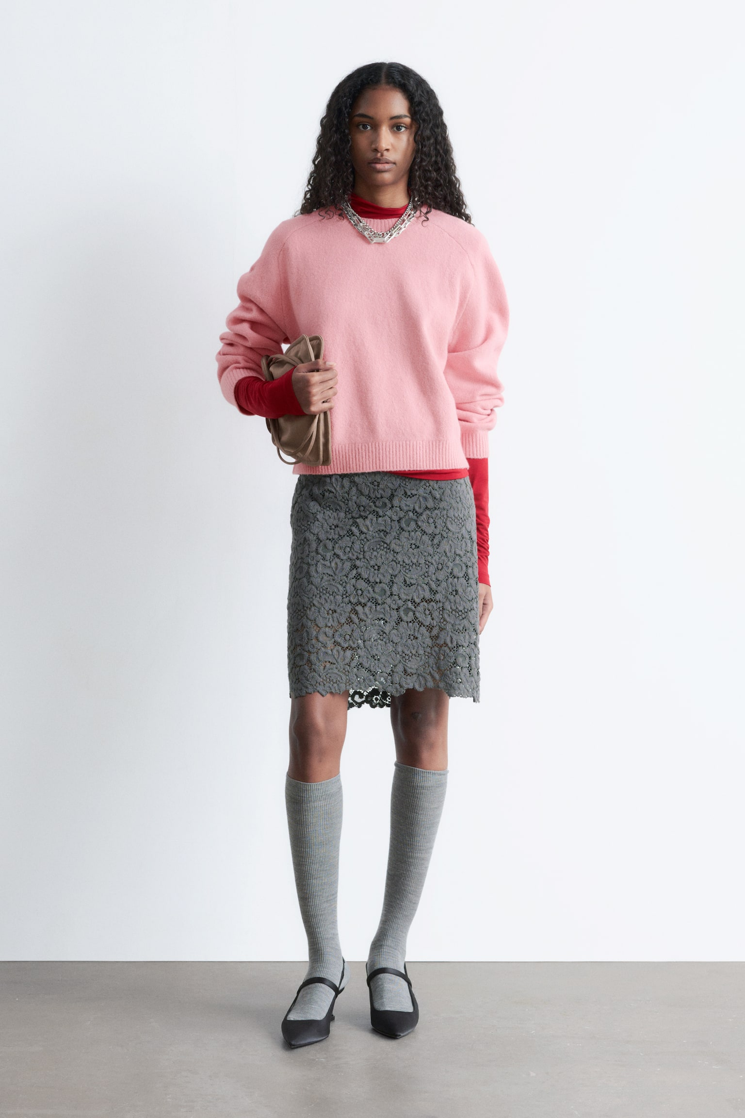 Dzianinowy sweter - Jasnoróżowy/Ciemnoczerwony/Czarny/Ciemnoniebieski/Ciemnobrązowy/Ciemnoturkusowy/Jasnoszary/Jasnozielony/Beżowy - 4