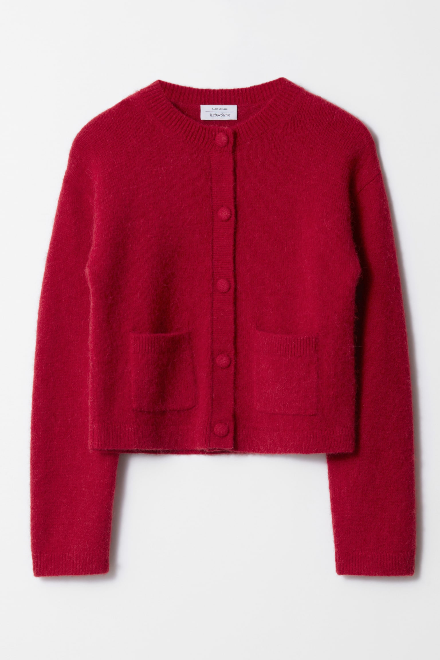 Boxy Crew-Neck Cardigan - Red/Black/Ivory/Olive/Pink - 2