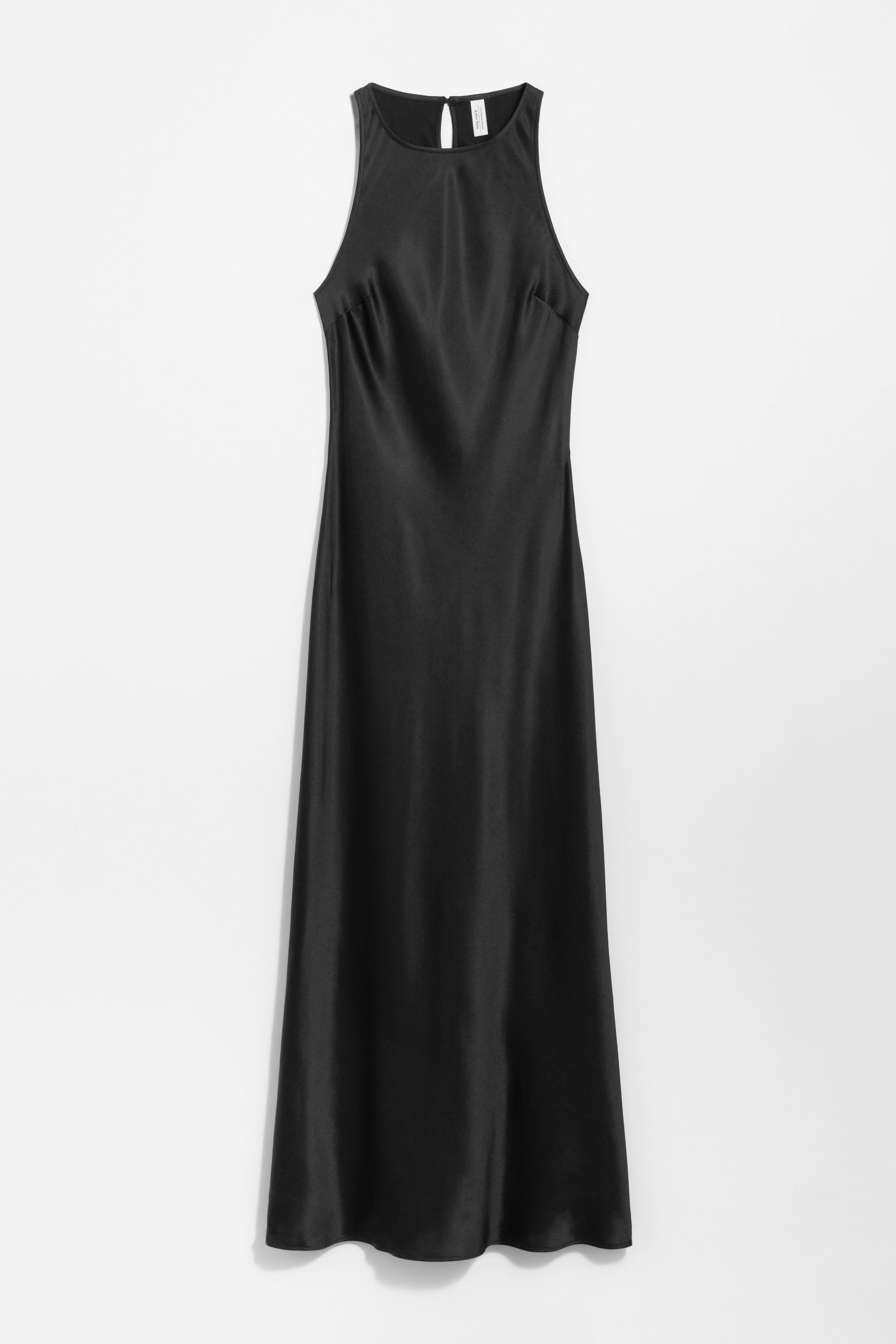 Mouwloze satijnen midi-jurk - Zwart/Donkerbruin/Donkerroze/Roze/Medium blauw