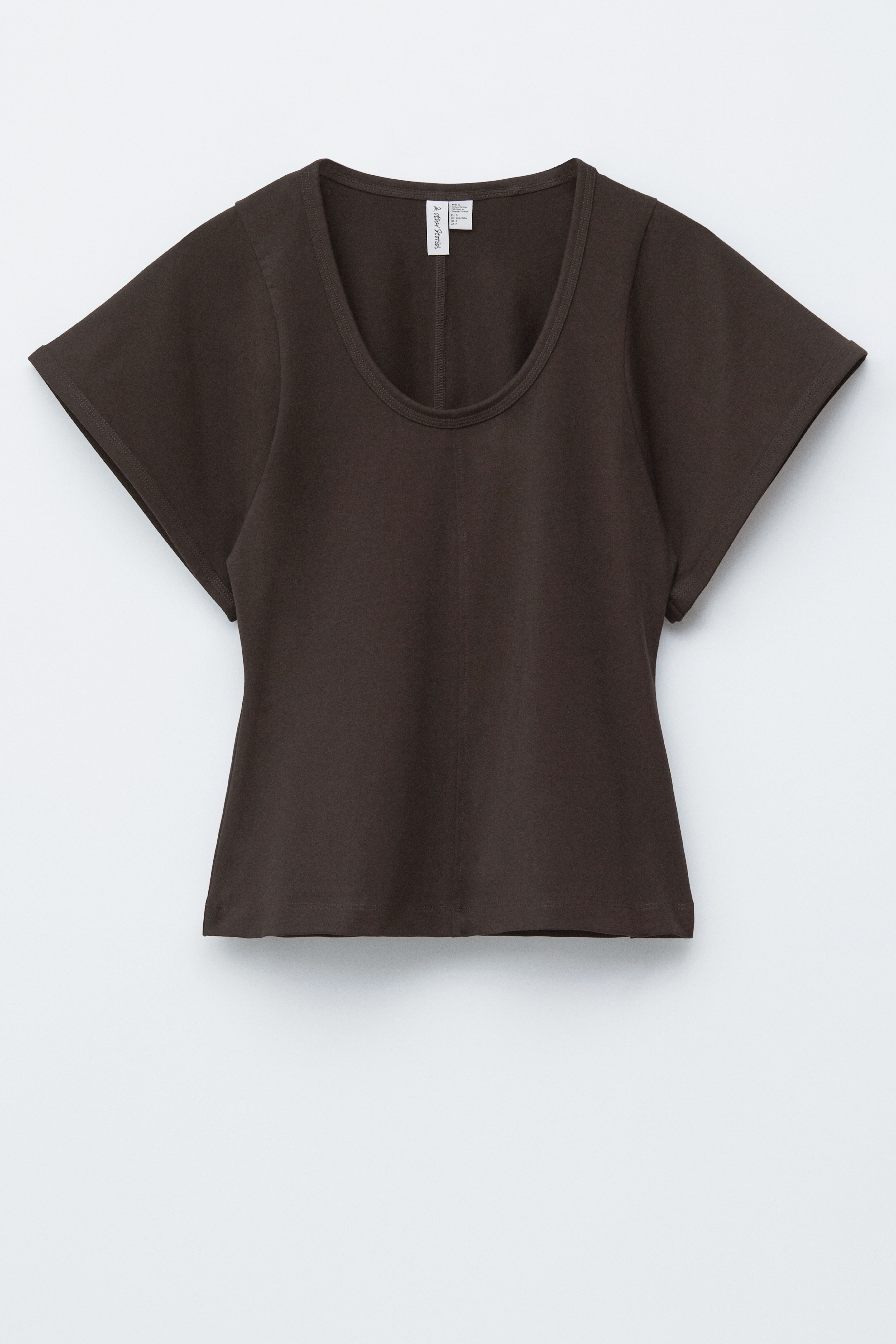 T-Shirt mit tiefem Ausschnitt - Dunkelbraun