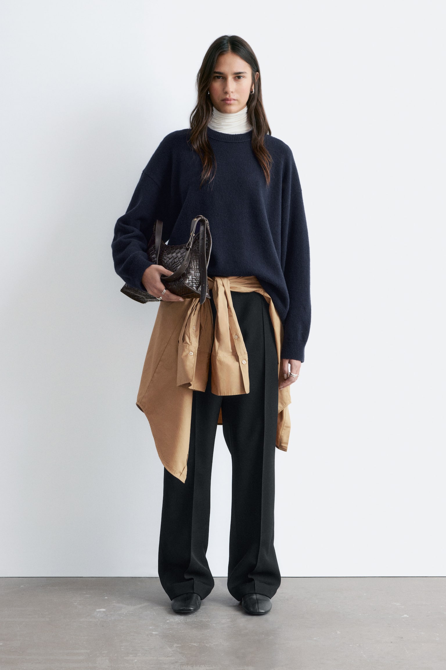 Oversized strikket genser - Marineblå/Lys turkis/Grå melange/Rød - 4