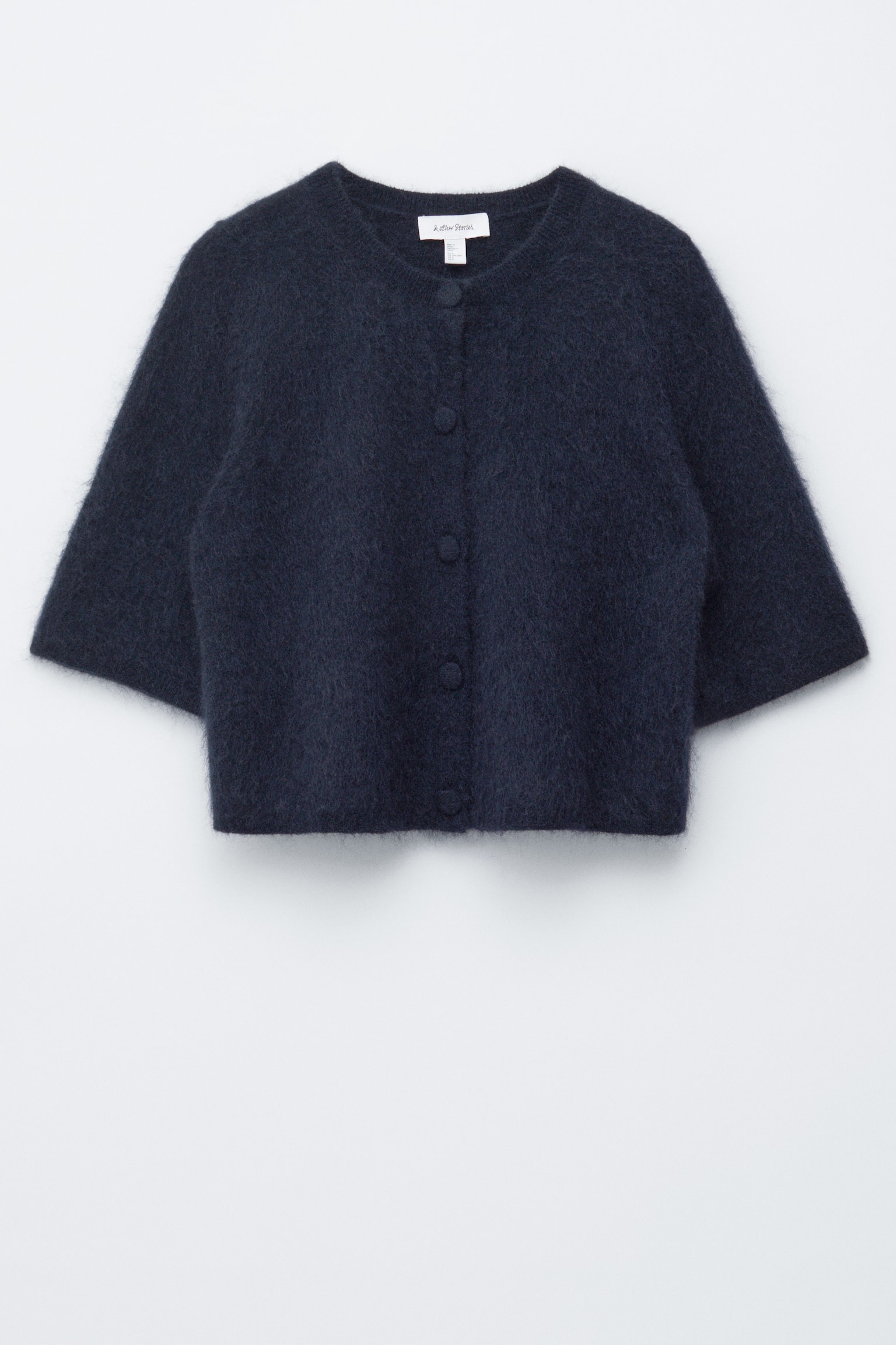 Cardigan en maille de mohair mélangé - Bleu foncé/Marron foncé - 2