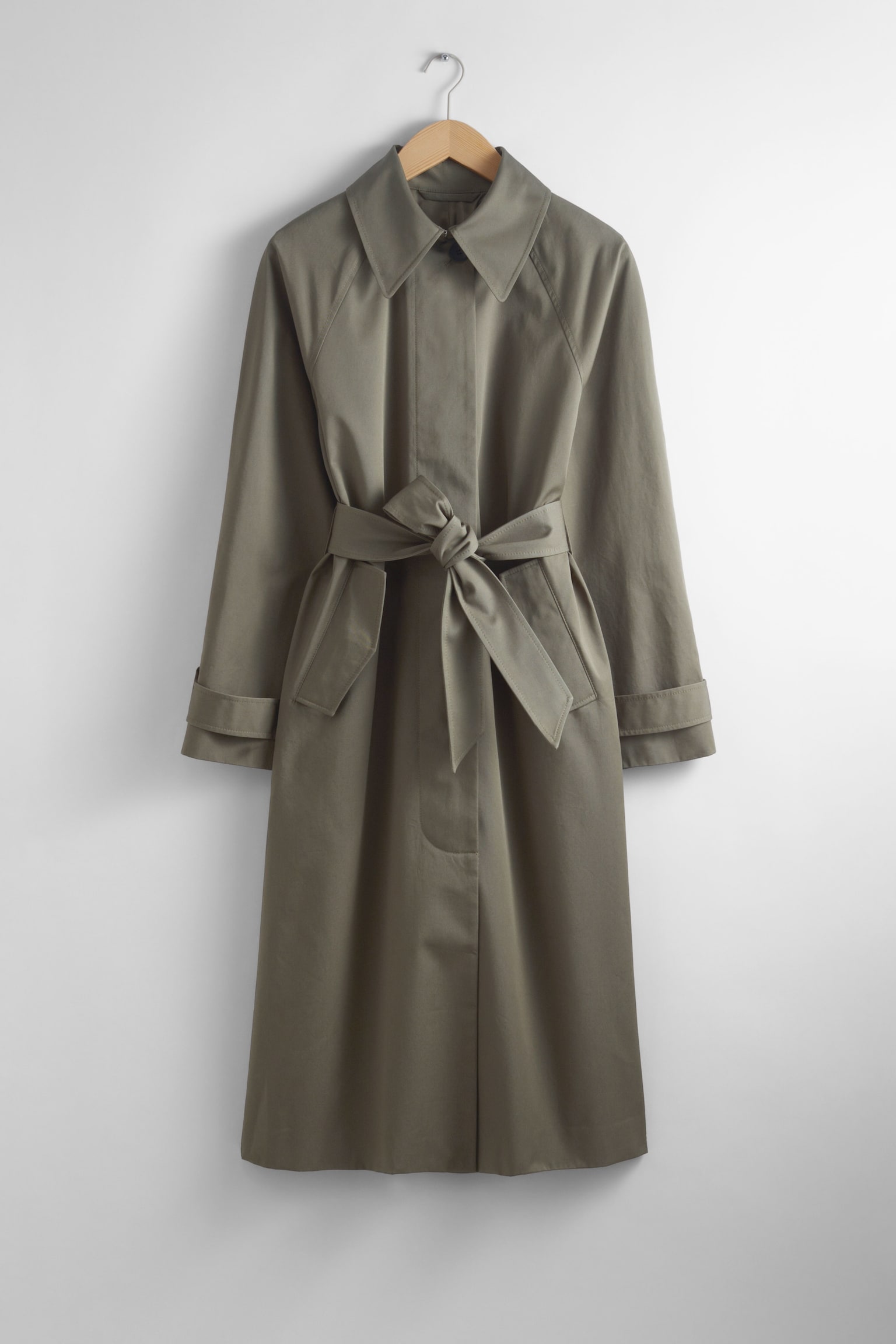 Single-Breasted Trench Coat - Khaki - 2