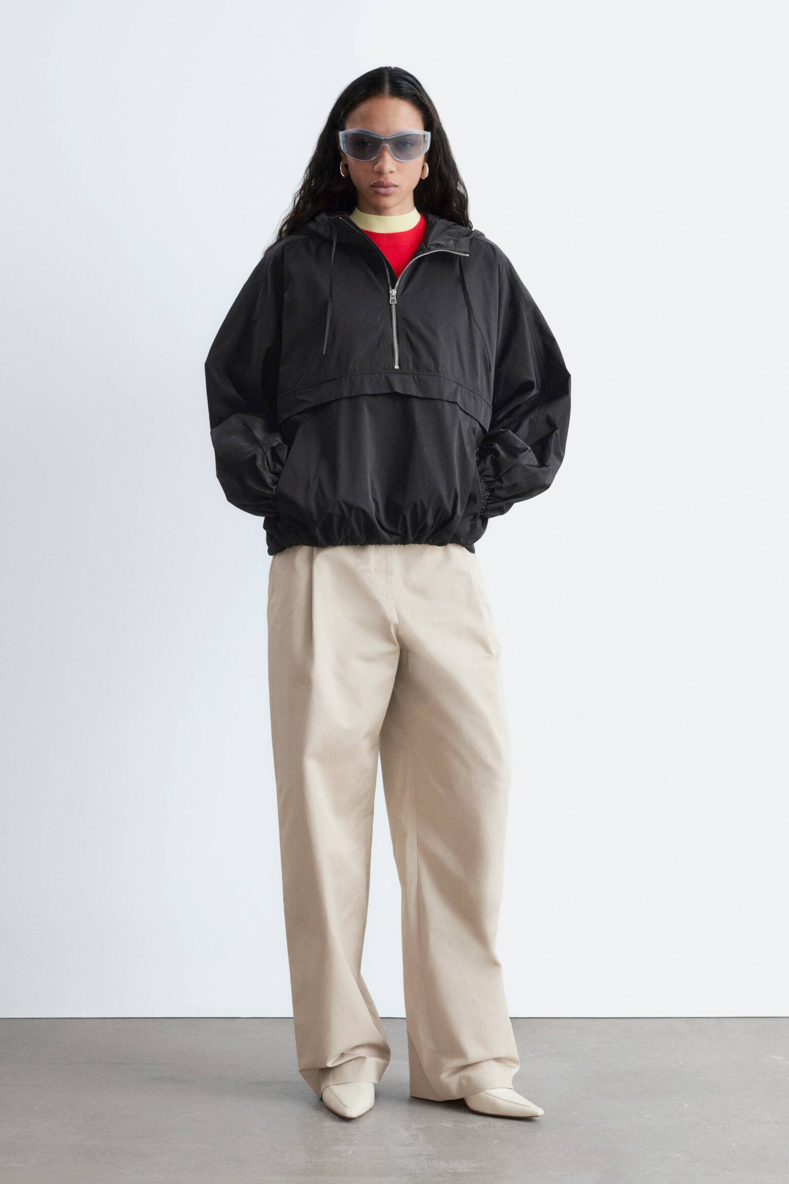 Anorak con cappuccio - Nero/Arancione - 5