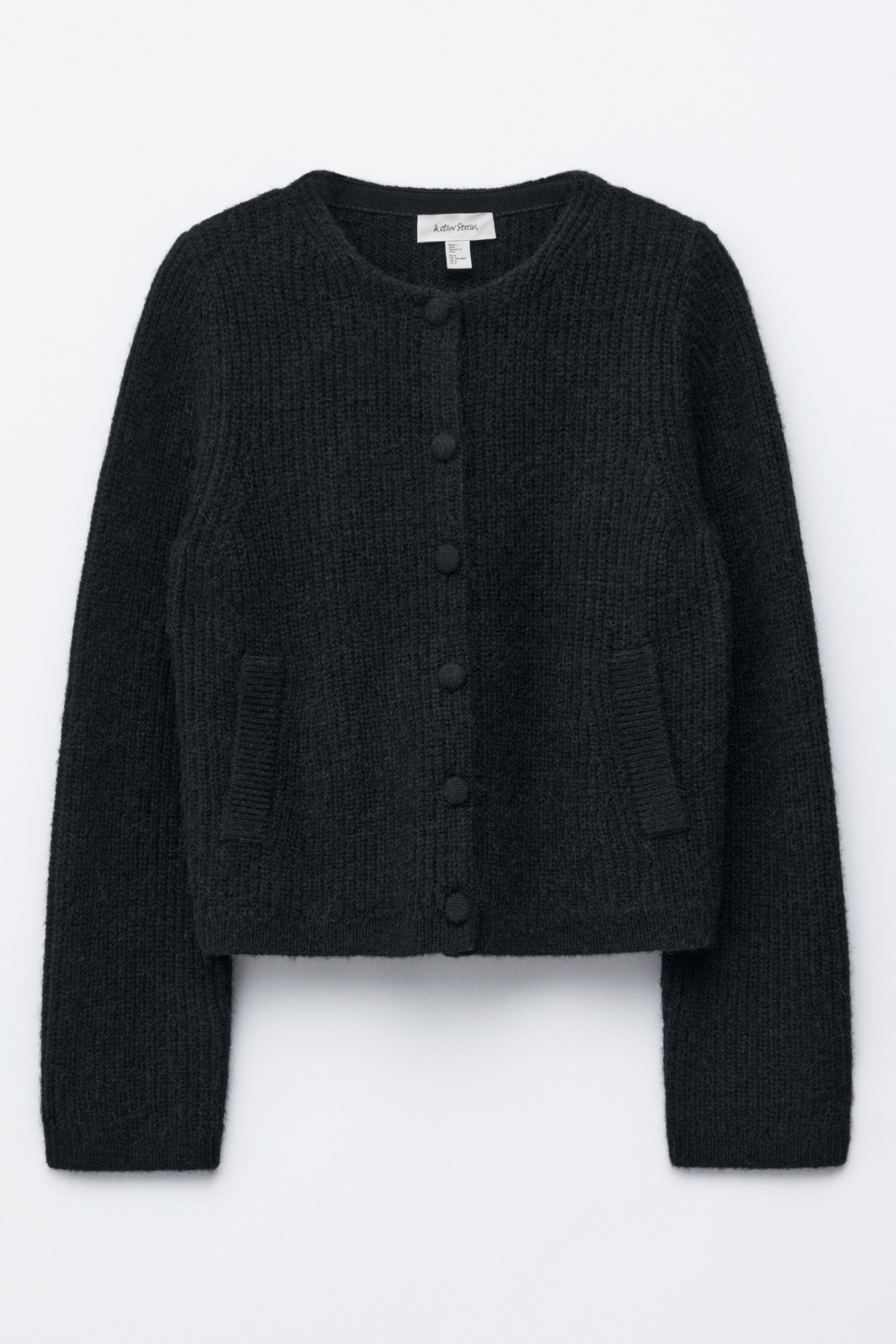 Cardigan in maglia con lavorazione a coste - Nero/Talpa