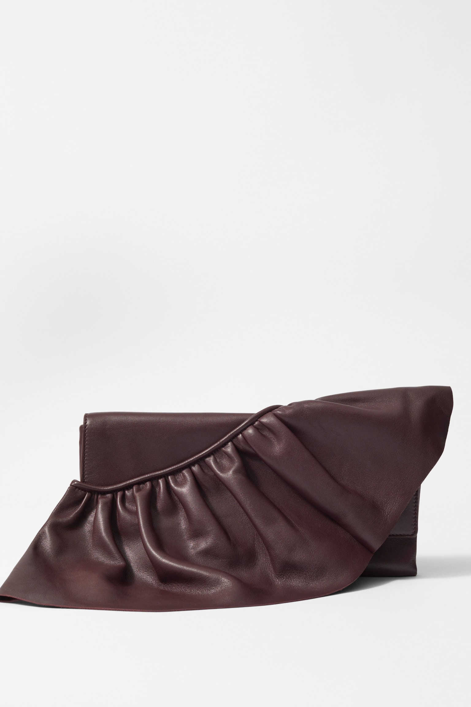 Oversized Frill Clutch - Burgundy - 4