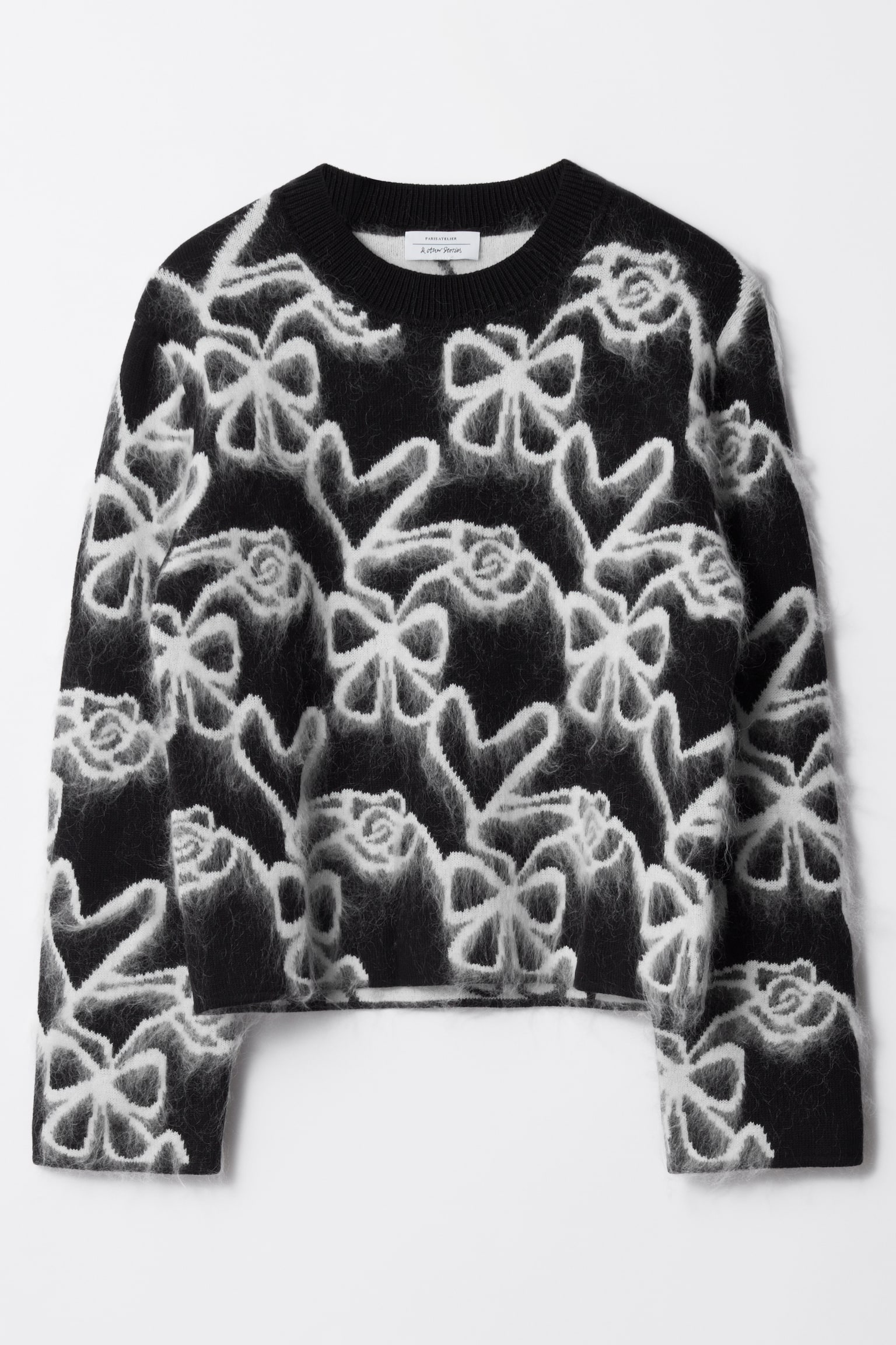 Patterned Intarsia-Knit Jumper - Black/White/Green/White - 2