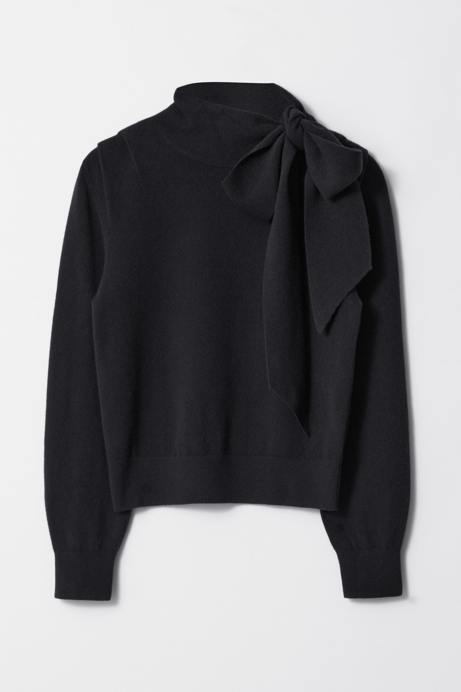 Merino Tie-Neck Jumper - Black/Pink