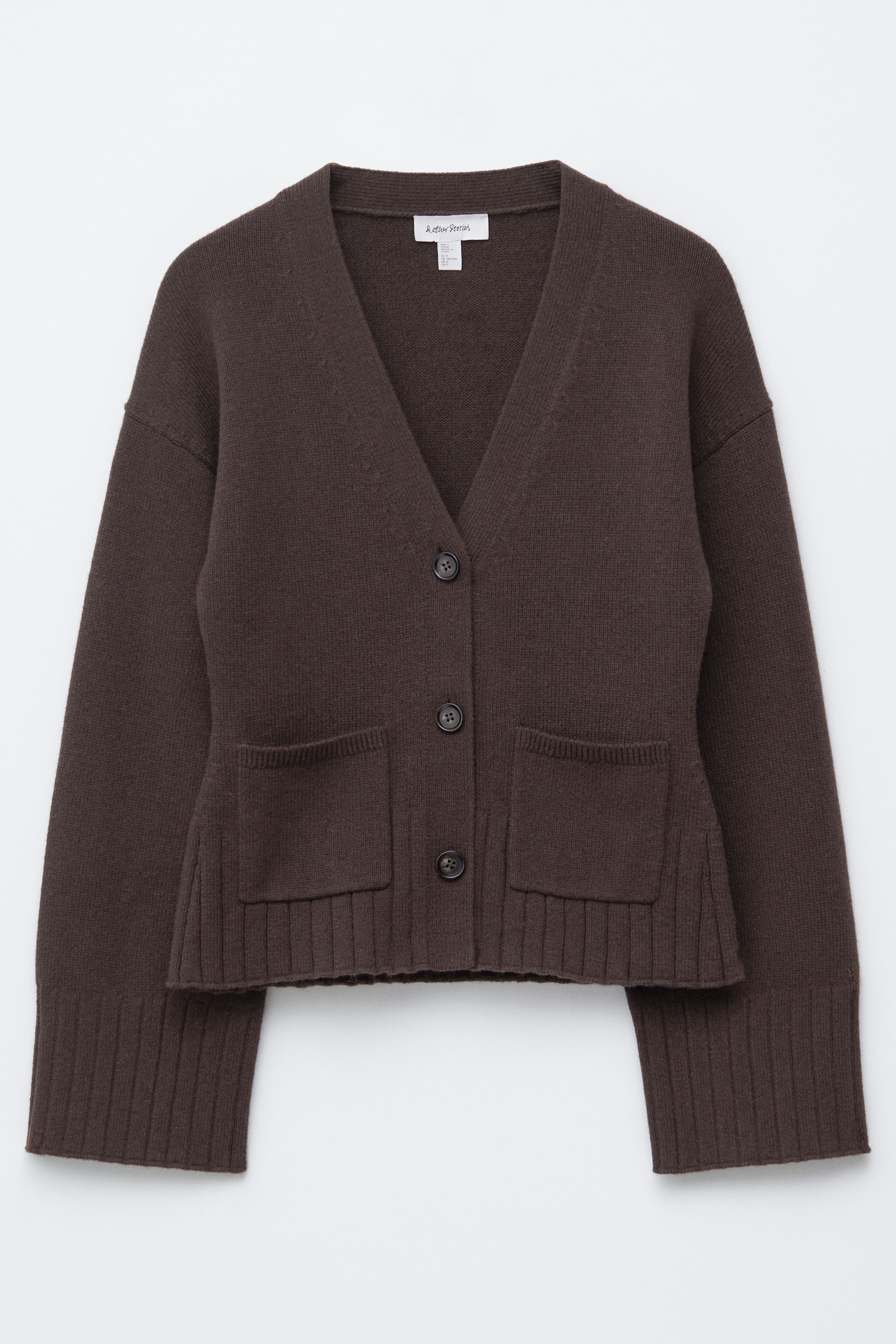 Schmal zulaufende Strickjacke - Dunkelbraun/Beige/Dunkelgrau